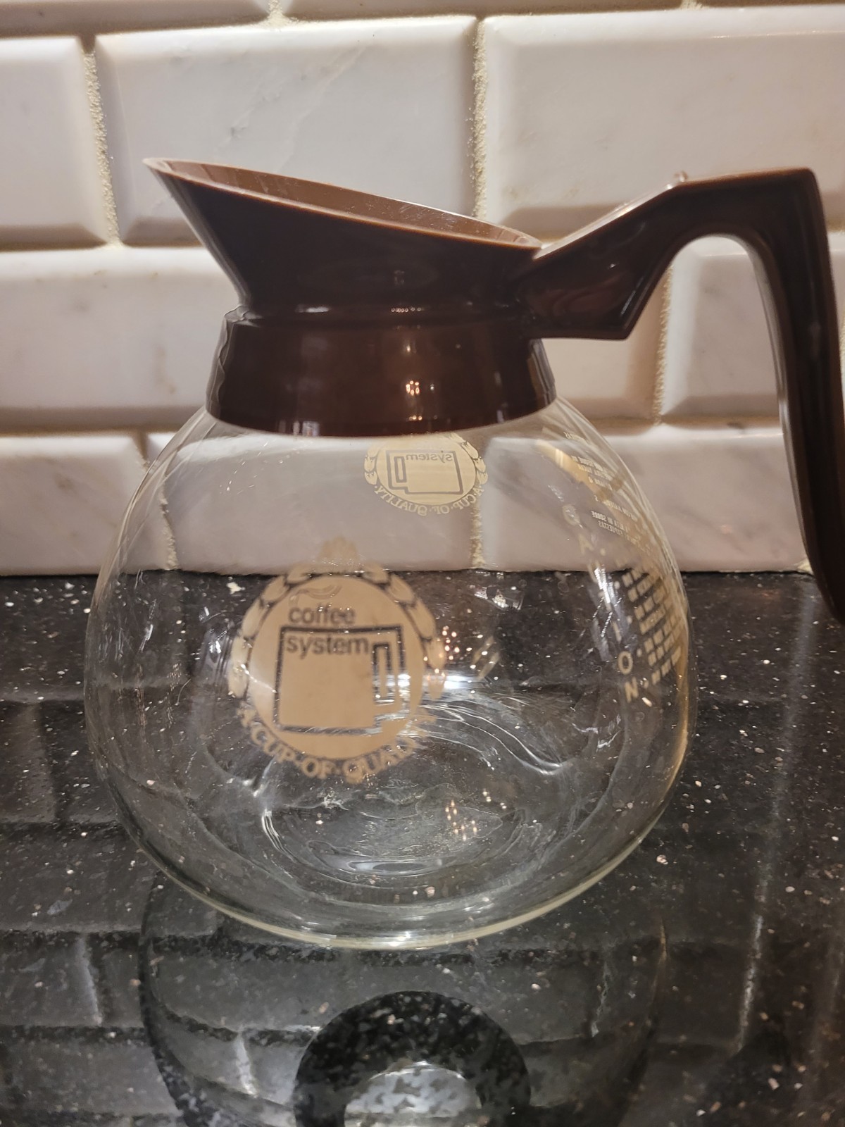 Vintage ARA Services Coffee System Glass Coffee Carafe Pot Brown Handle