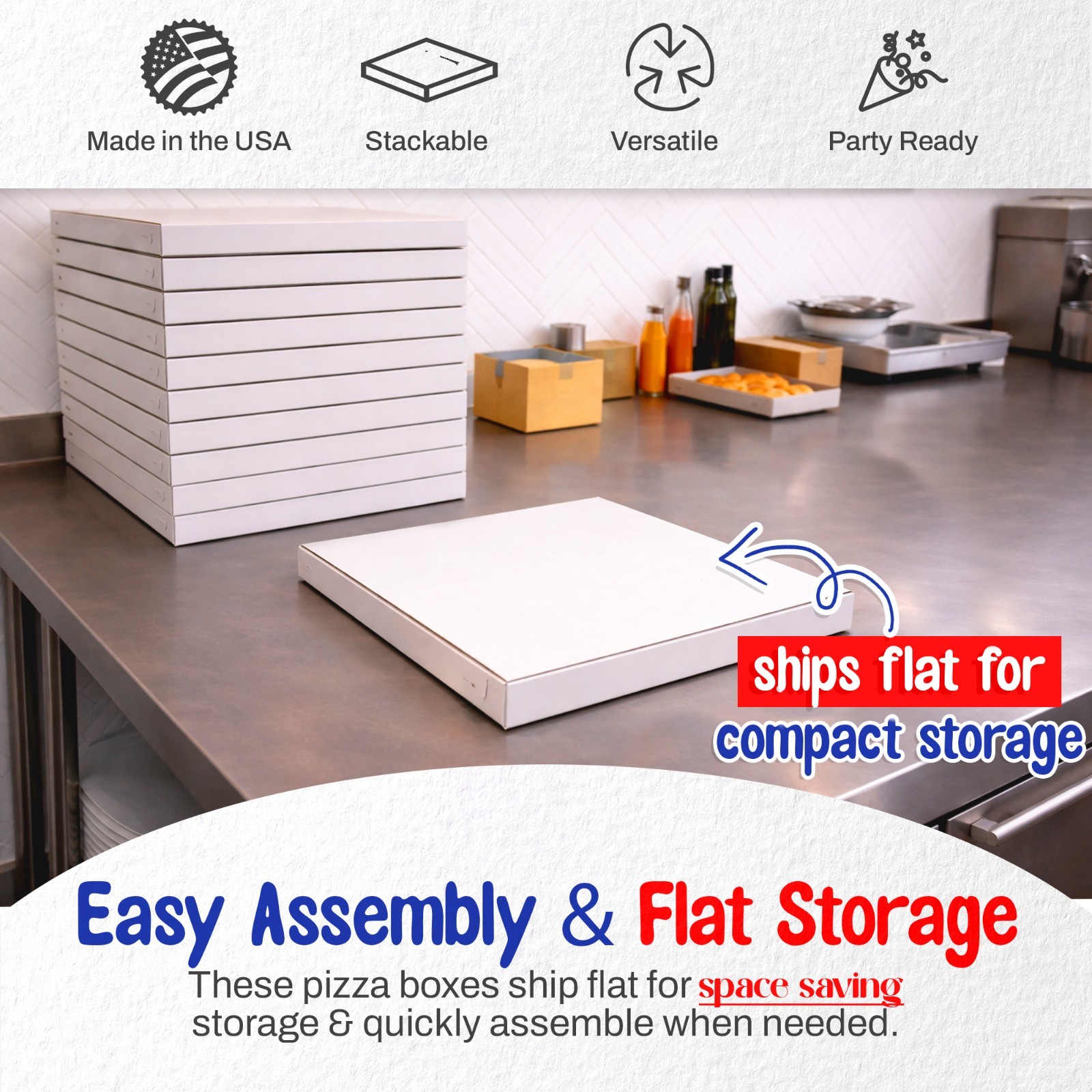 MT Products 16″ x 16″ x 1.9″ Extra Thin White Paperboard Pizza Boxes, Pack of 10