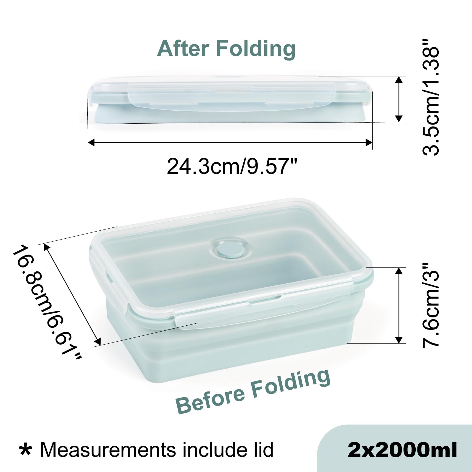 Cuisitool Extra Large Silicone Food Storage Containers Lids 4 Pack Set