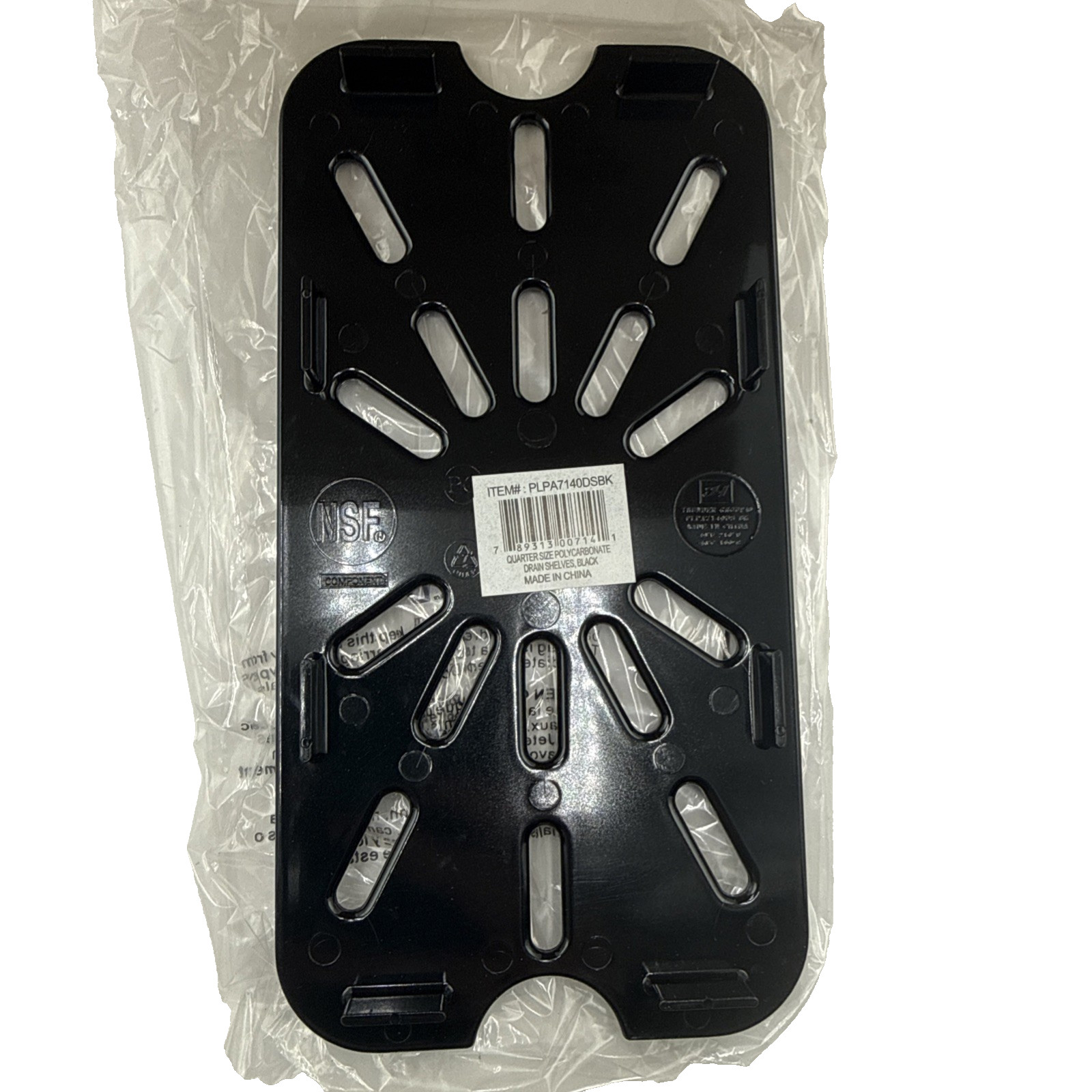 20 Pack Thunder Group PLPA7140DSBK 1/4 Size Drain Shelf Rack Insert Black NSF