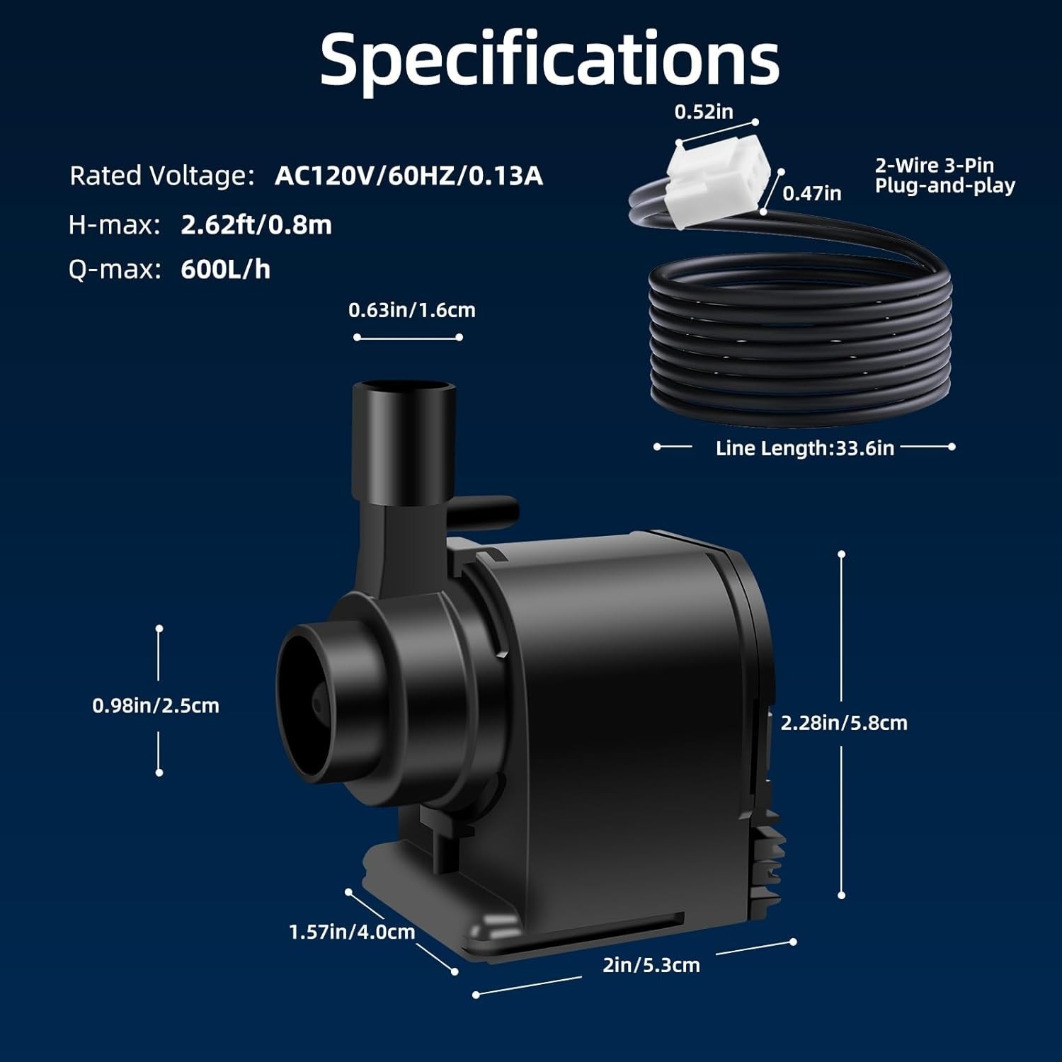 AP1200 AC120V Commercial Large Flow Ice Maker Water Pump for HZB-30F, Black