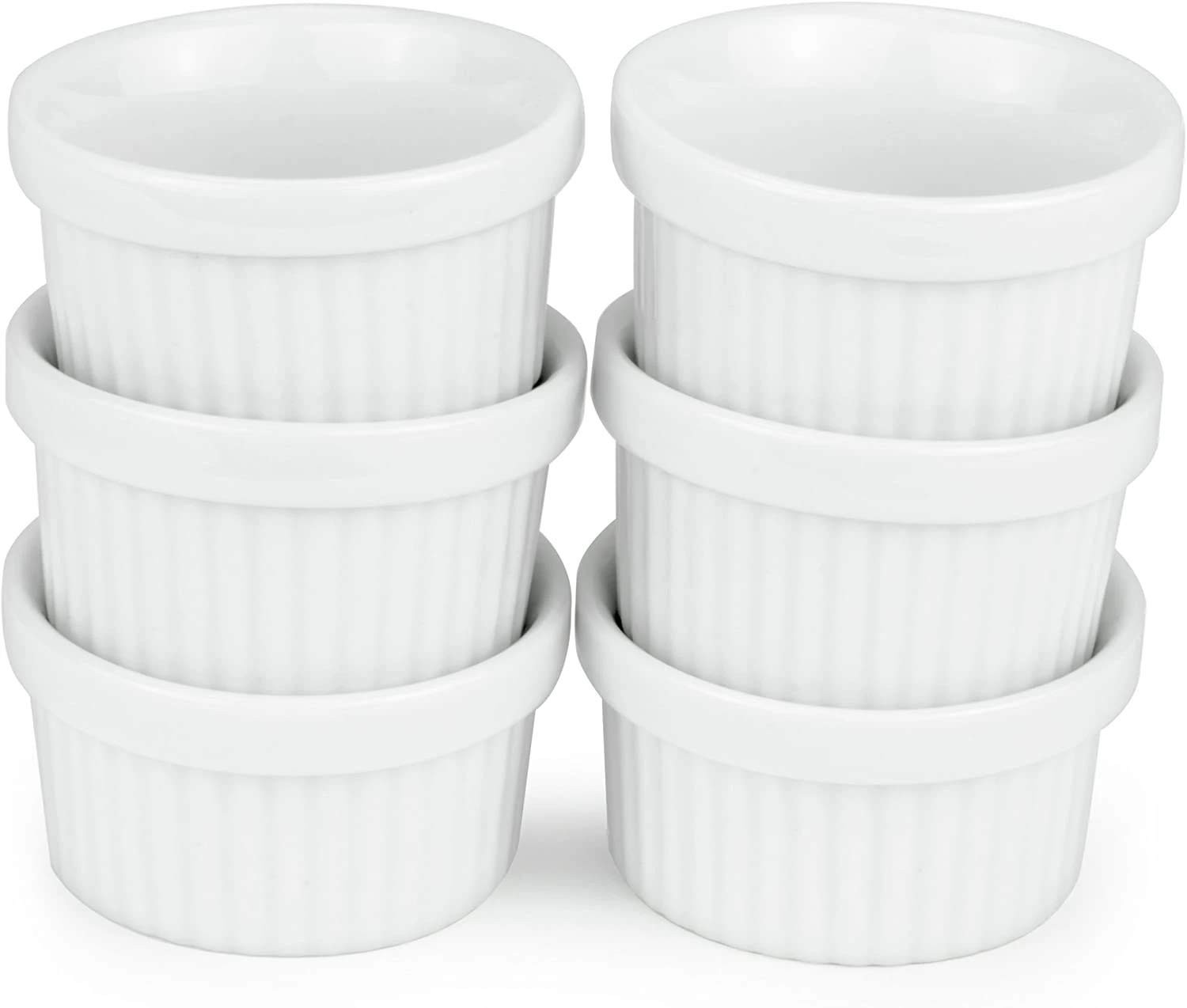 Kÿchen Mini Ramekins 1 oz. 30 ml|Microwave & Oven 1 Count (Pack of 12), White
