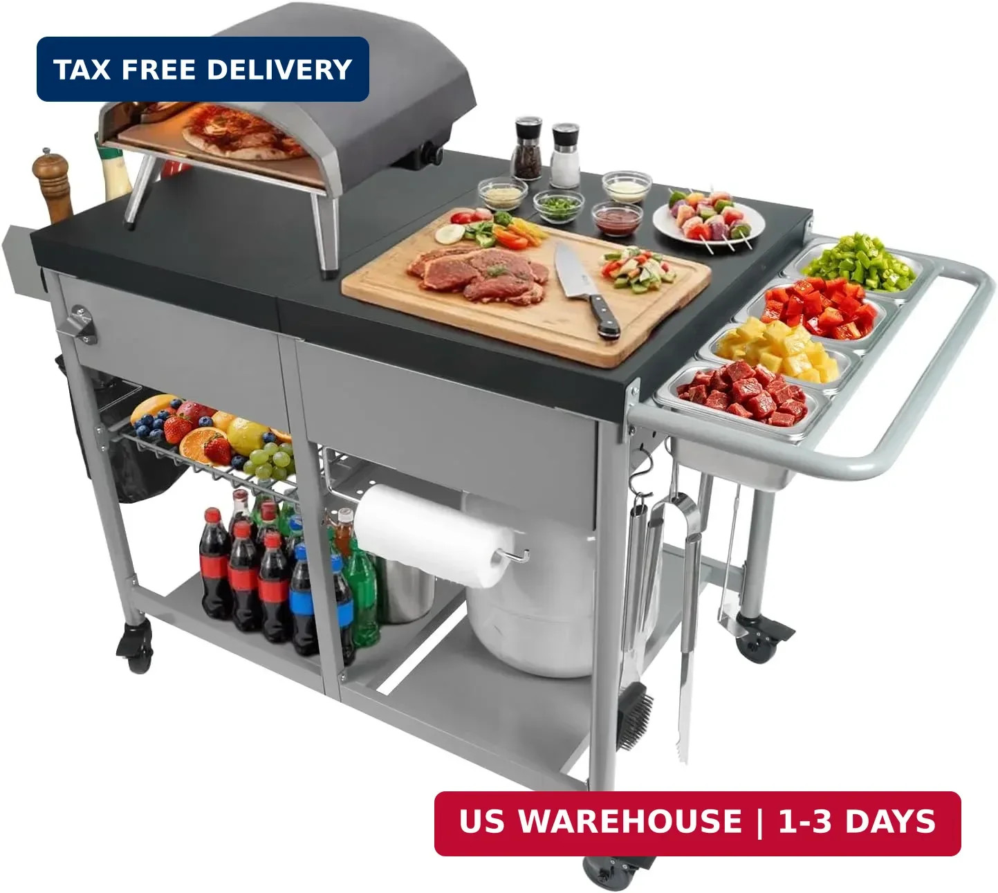 Pizza Oven Table Heavy Duty Outdoor Grill Cart for Blackstone 17/22 Inch Griddle