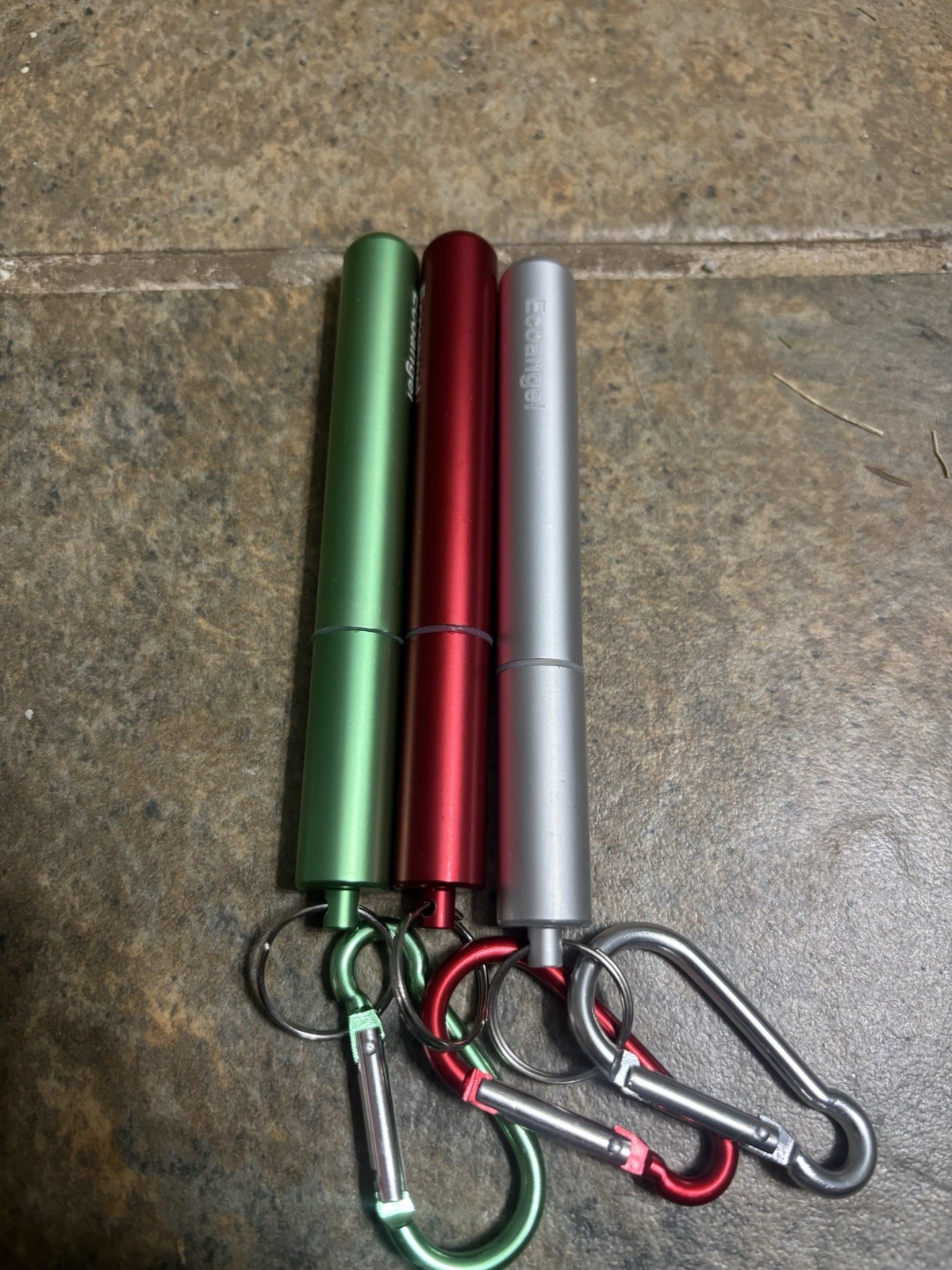 Ecoangel Pack Of 3 Reusable Stainless Steel Straws Red Silver Green