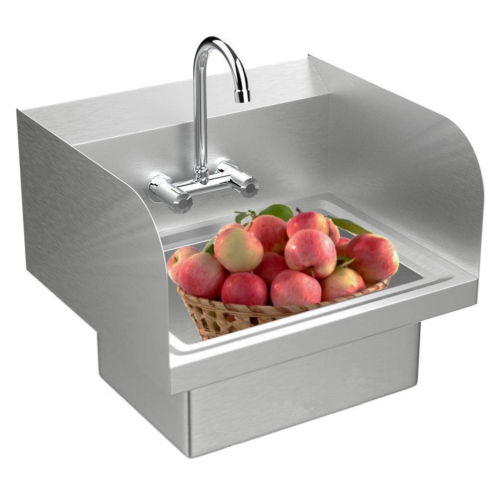 Heavy Duty Hand Wash Commercial Sink Wall Mount Utility Sink w/Side Splash Guard