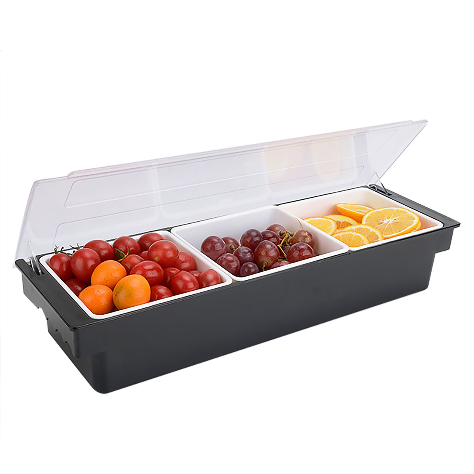 3/4/5 Compartments Condiment Dispenser Chilled Server Caddy Food Tray Salad Bar