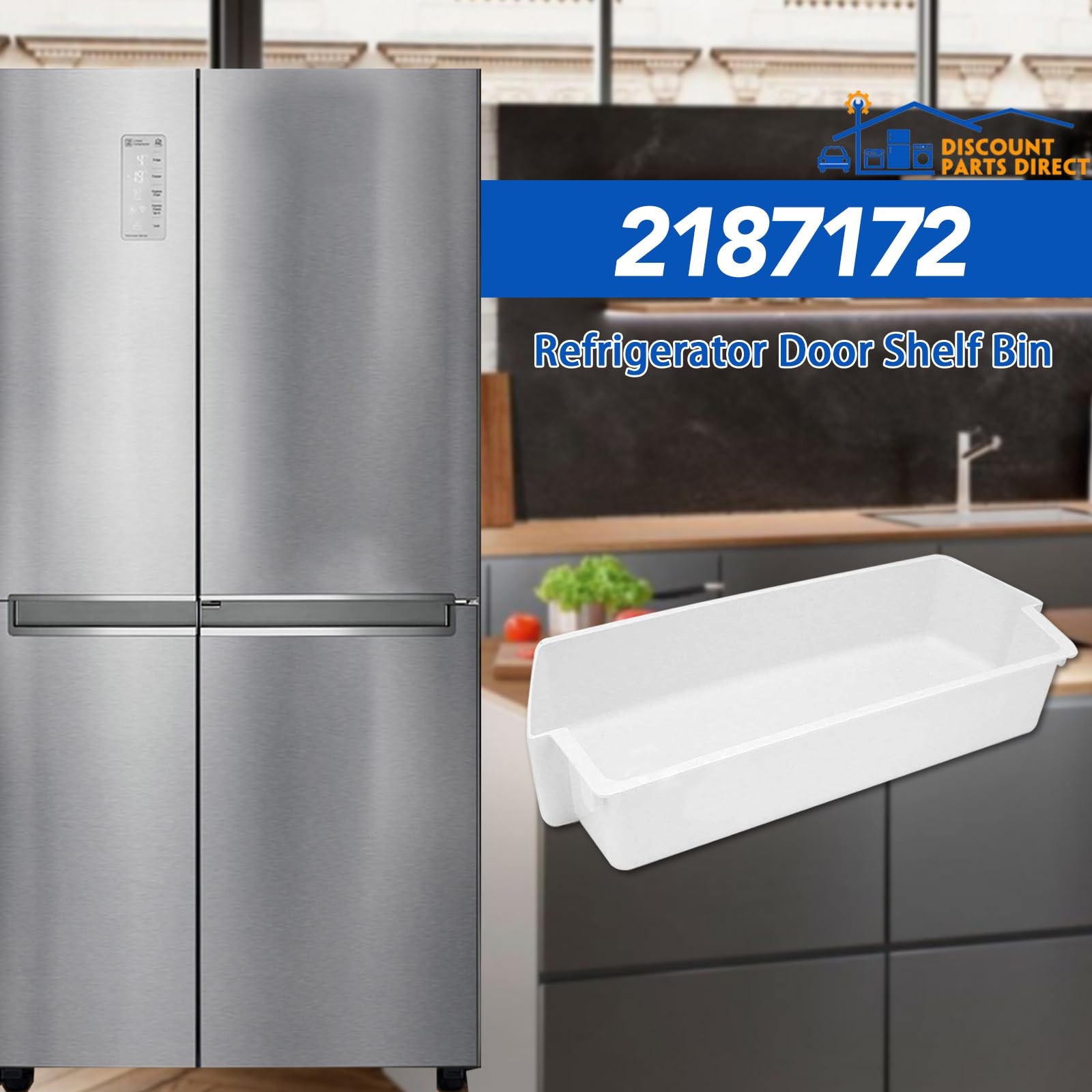 2187172 Door Shelf Bin Replacement for Frigidaire Whirlpool Solid White