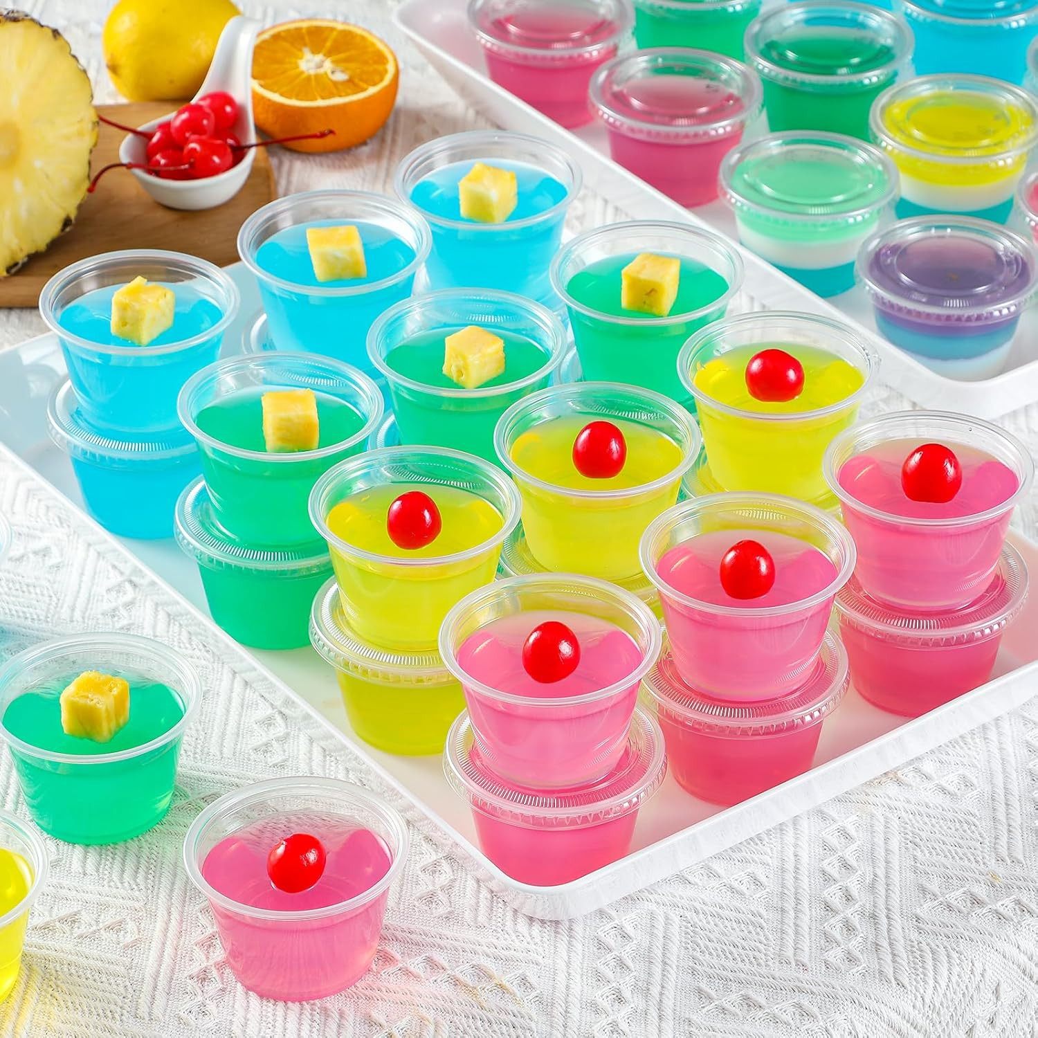 AOZITA 400 Set 4 oz Portion Cups, Jello Shot Cups with Lids, Disposable Plastic