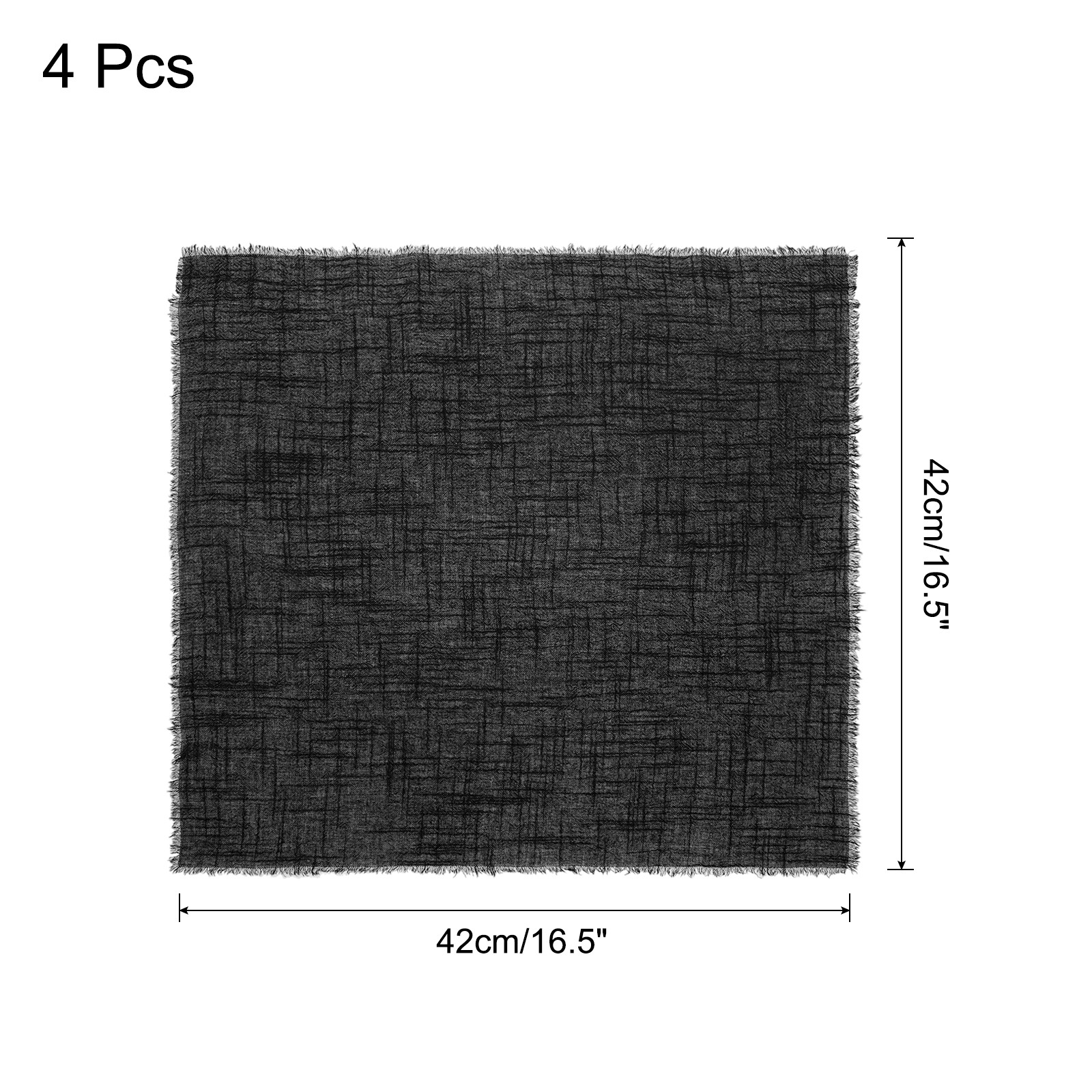 4pcs Cloth Napkins 16.5×16.5 Inches Cotton Linen Napkins with Fringe Black
