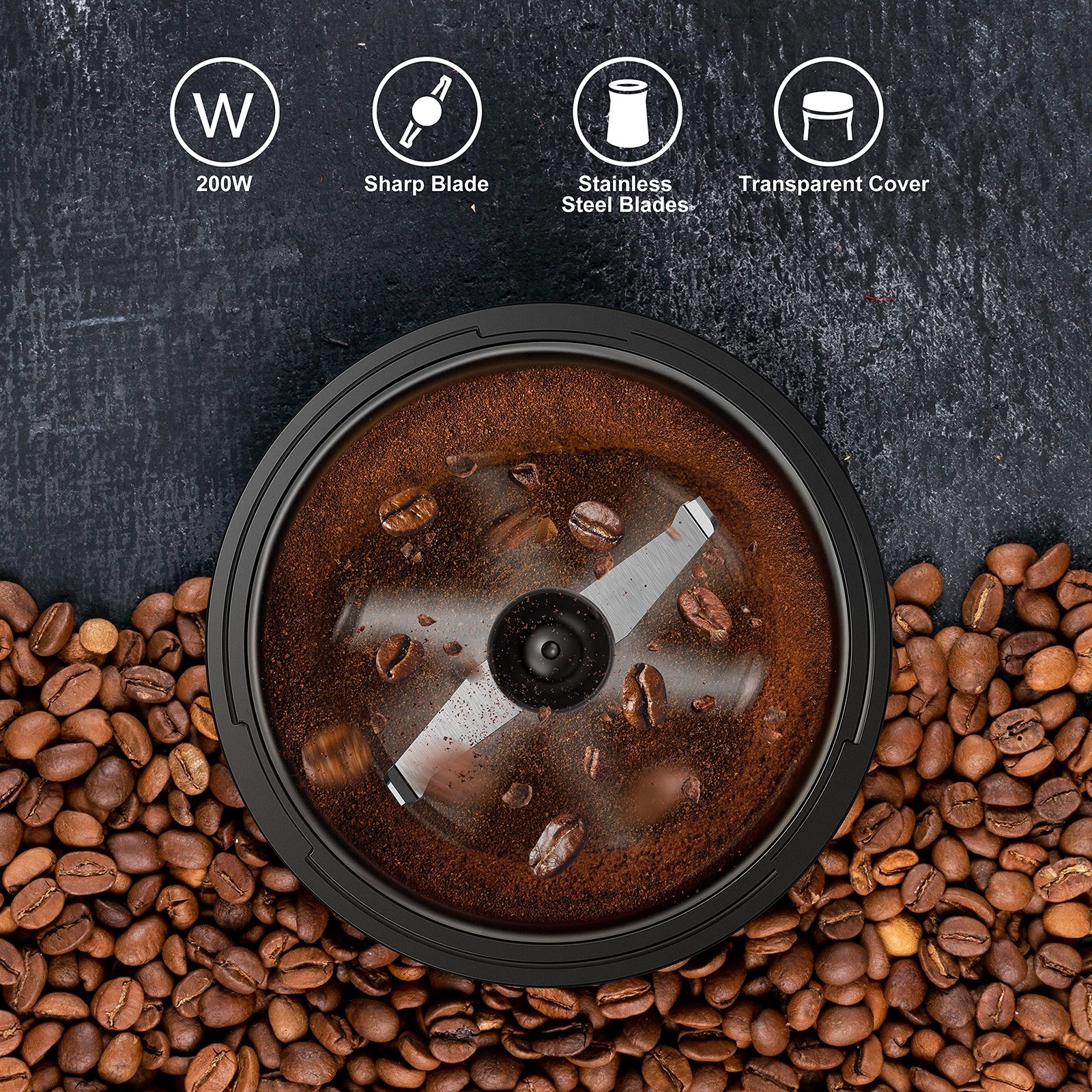 Willz Electric Coffee Grinder For Coffee Beans Spices Herbs Easy On/Off Button