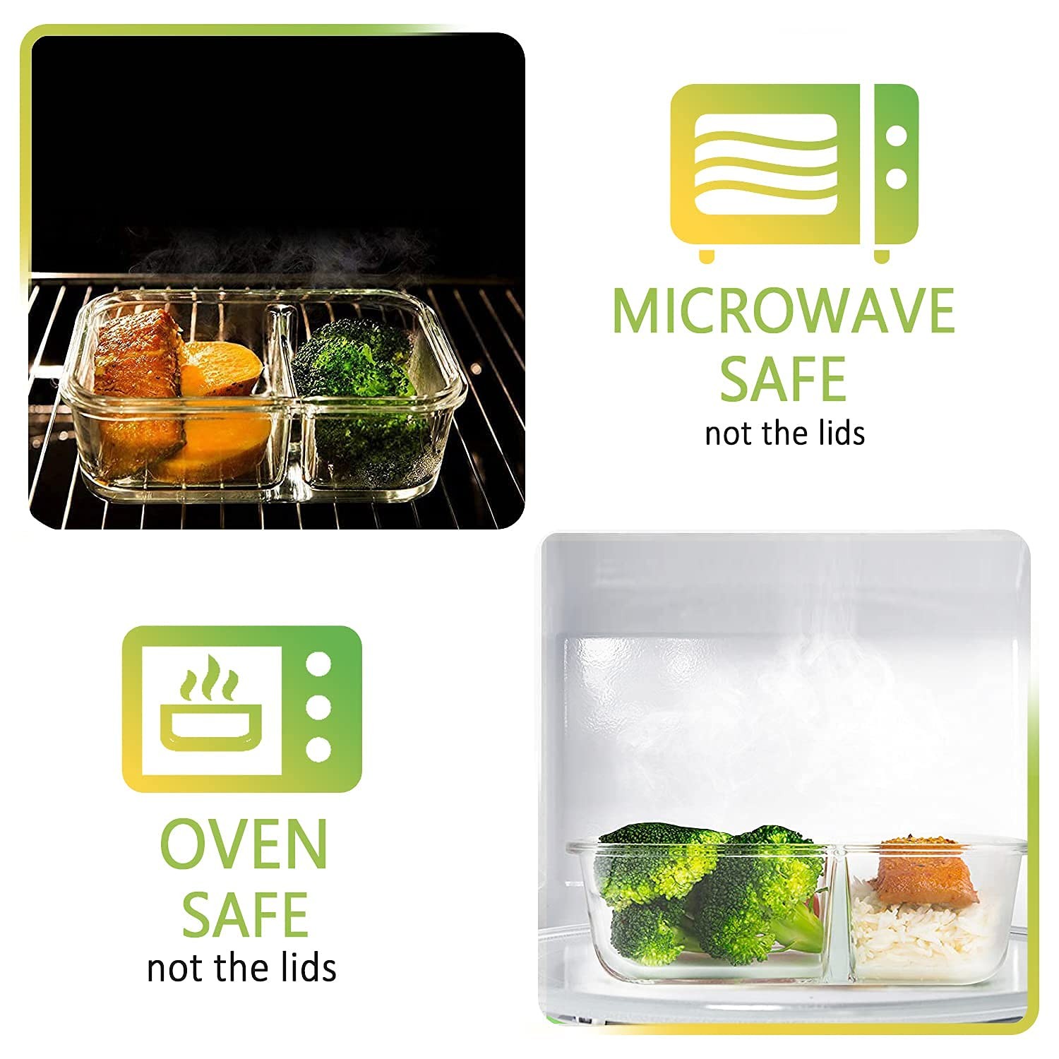 M Mcirco 5-Pack36 Ozglass Meal Prep Containers 2 Compartments Portion Control