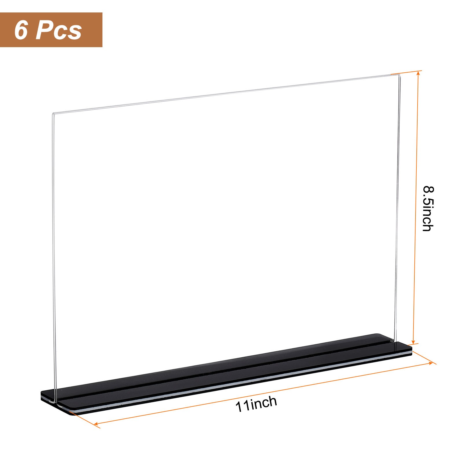6pcs 8.5×11 Inches Acrylic Sign Holder Horizontal Menu Display Stand Clear