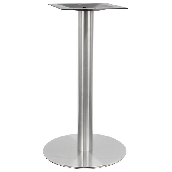 Art Marble Furniture 28″ Round Brushed SS Standard Height Table Bas