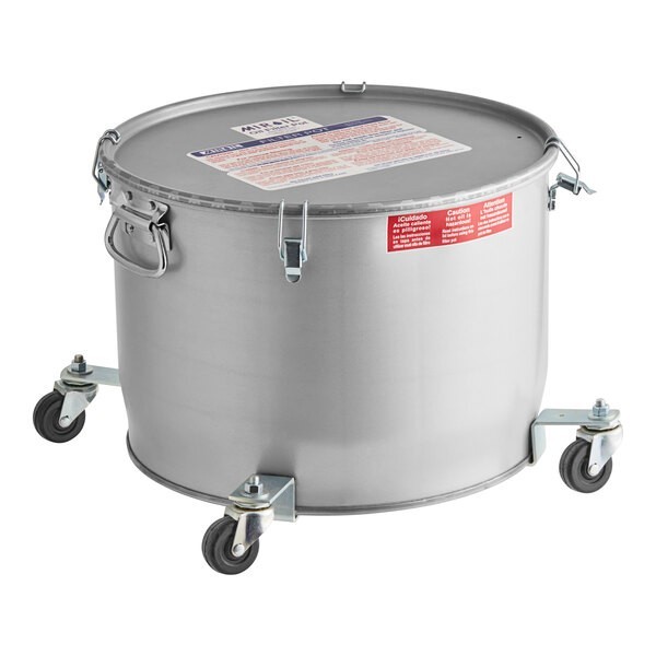 MirOil 7 Gallon Enameled Steel Grease Bucket / Fryer Oil Filter Pot