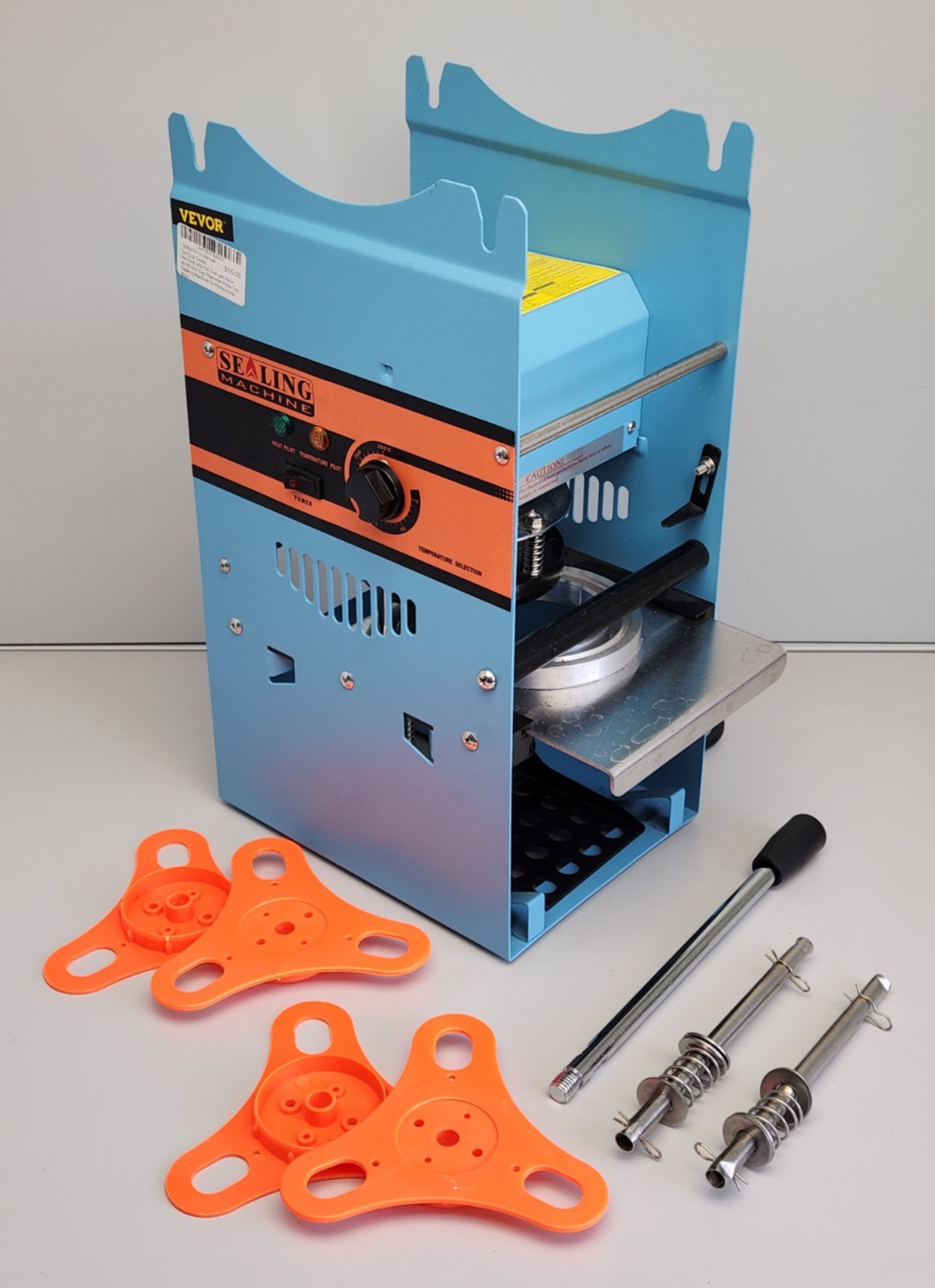 Vevor Manual Tea Cup Sealer Machine Blue 90/95mm 300-500 Cups/Hr WY-802F