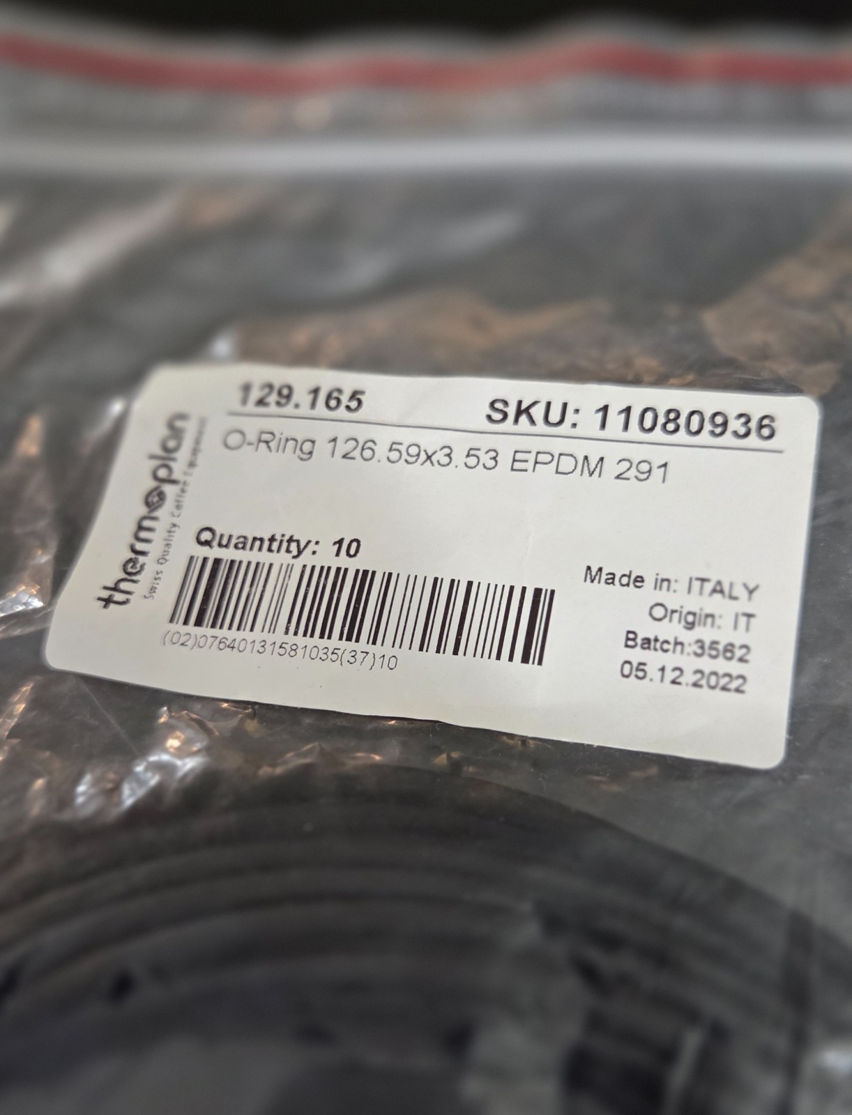 New Thermoplan Mastrena II O-Ring 126.59×3.53 EPDM 291 PACK OF 10 | 129.165