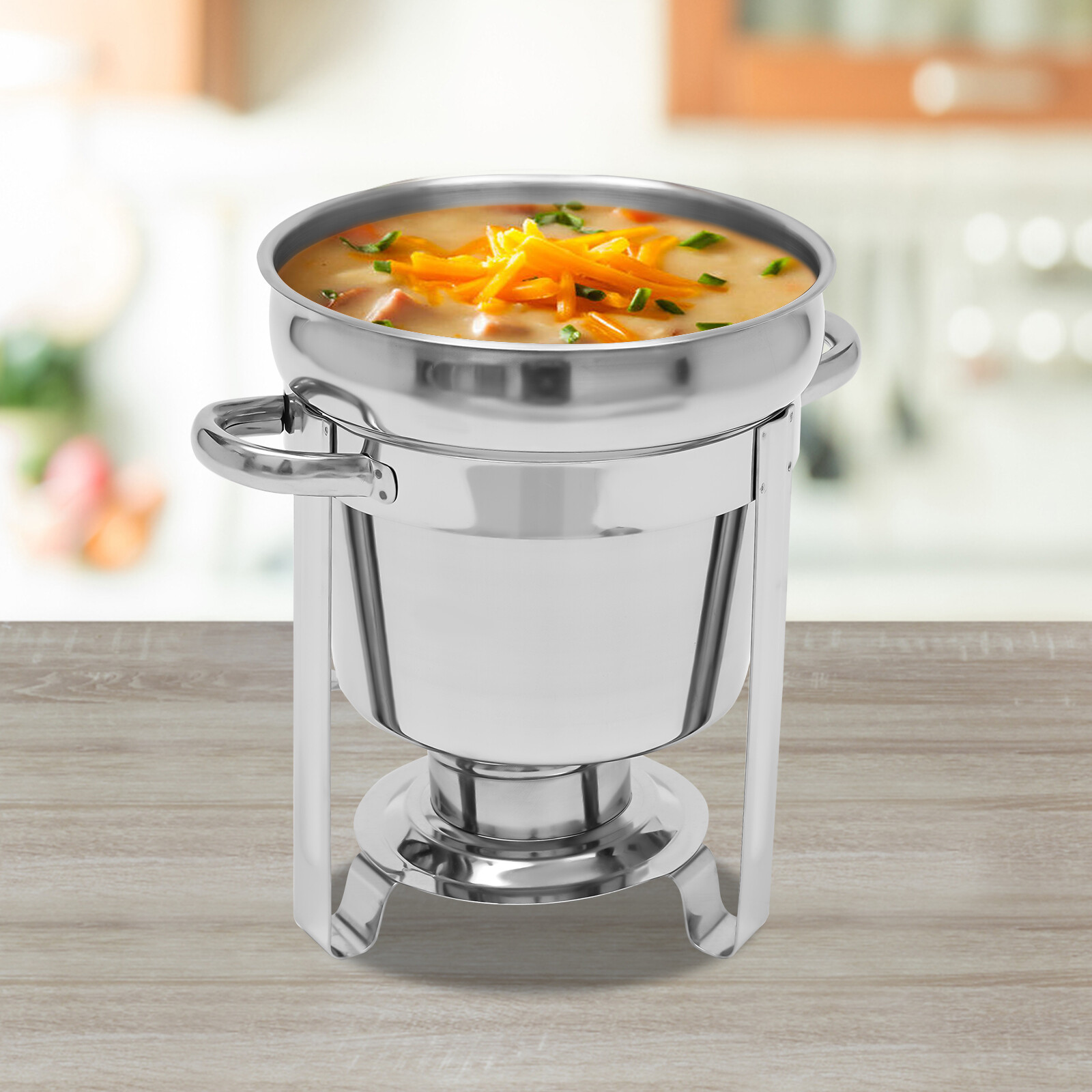 Round Soup Chafer Catering Chafing Dish Food Pan Warmer For Restaurant Kitchen