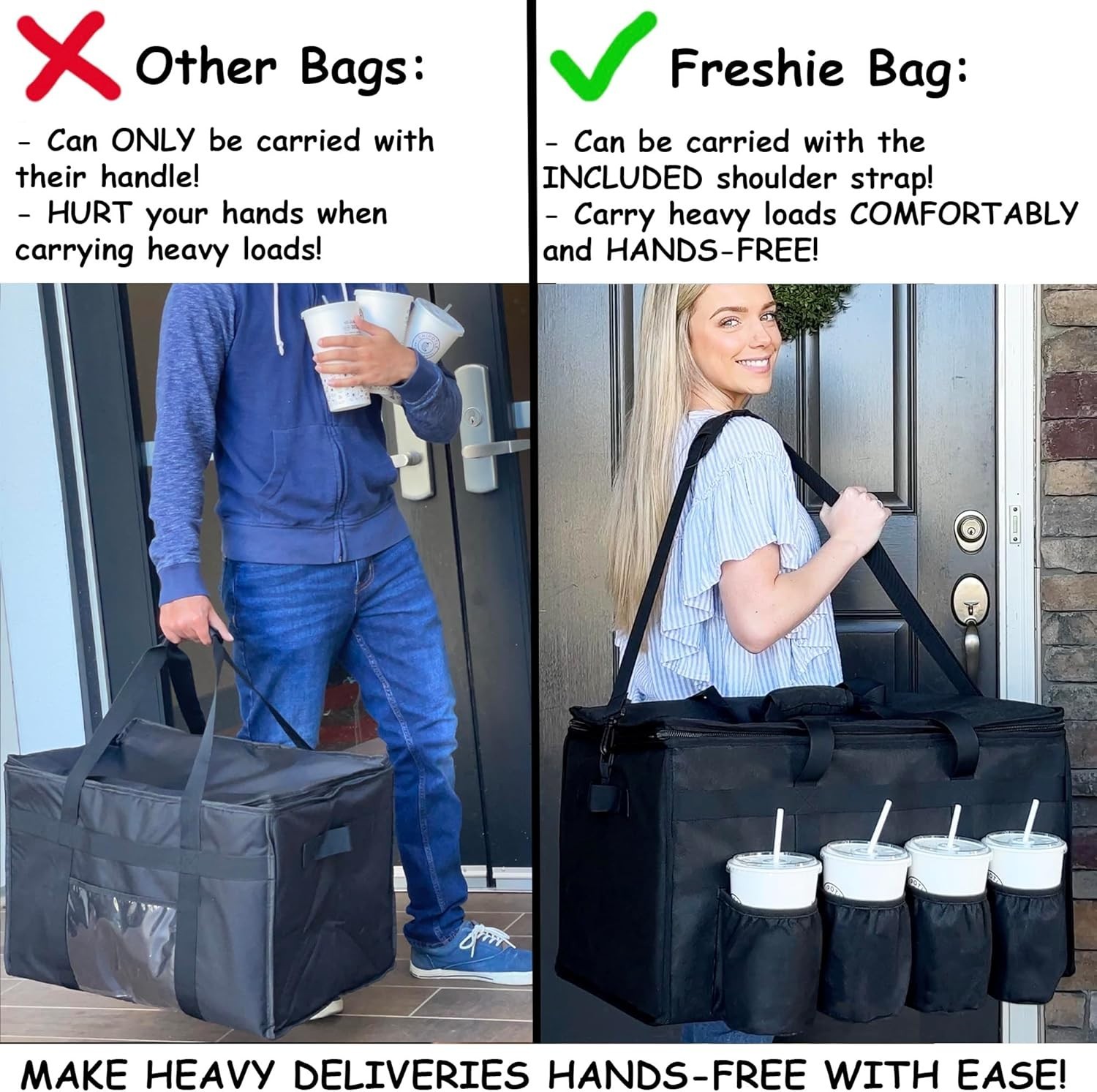 Commercial Quality Insulated Food Delivery Bag with Spacious Compartments
