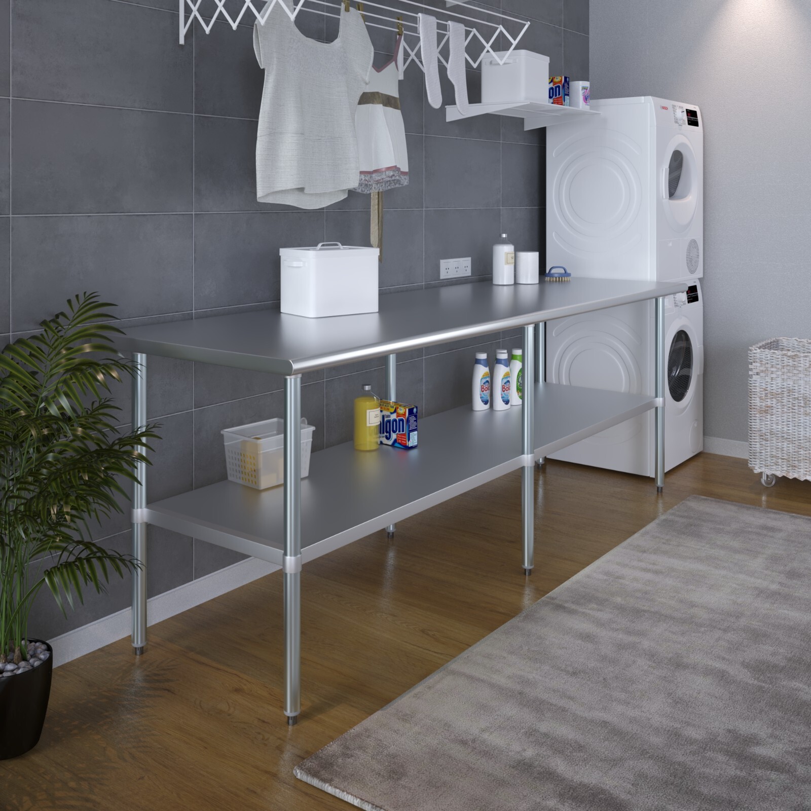 30″ X 96″ Stainless Steel Work Table With Galvanized Undershelf