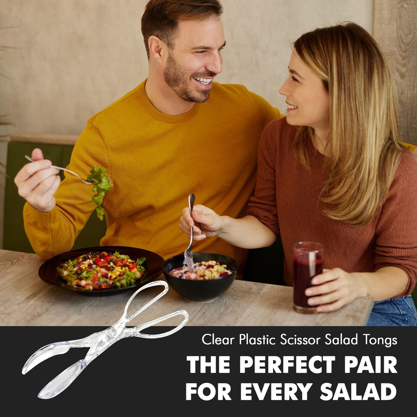Chef Craft Premium Salad Scissor Tongs, 11.25 11 inches in length, Clear