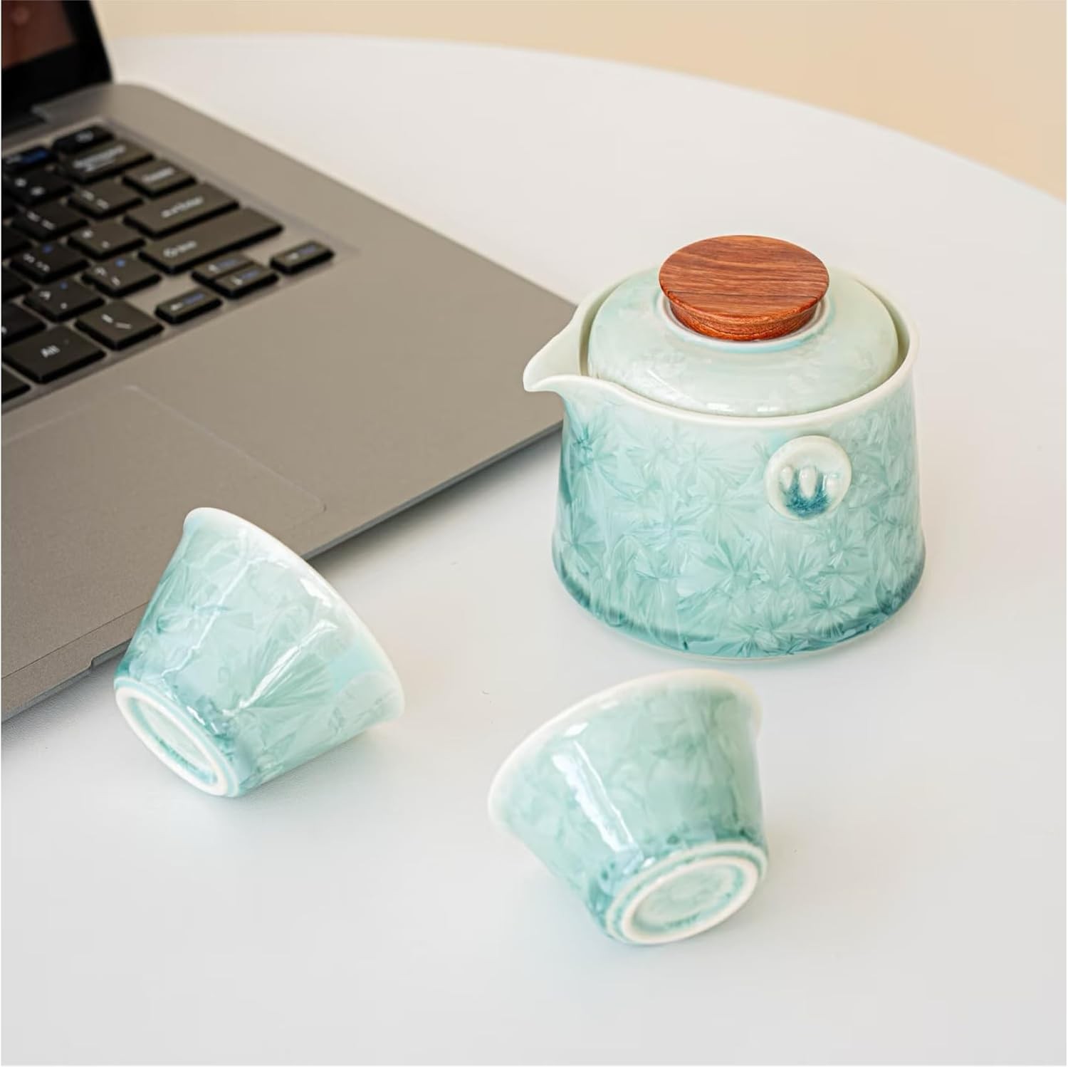 Hermit Life Chinese Travel Tea Set, Portable Ceramic Teapot for One to Two,