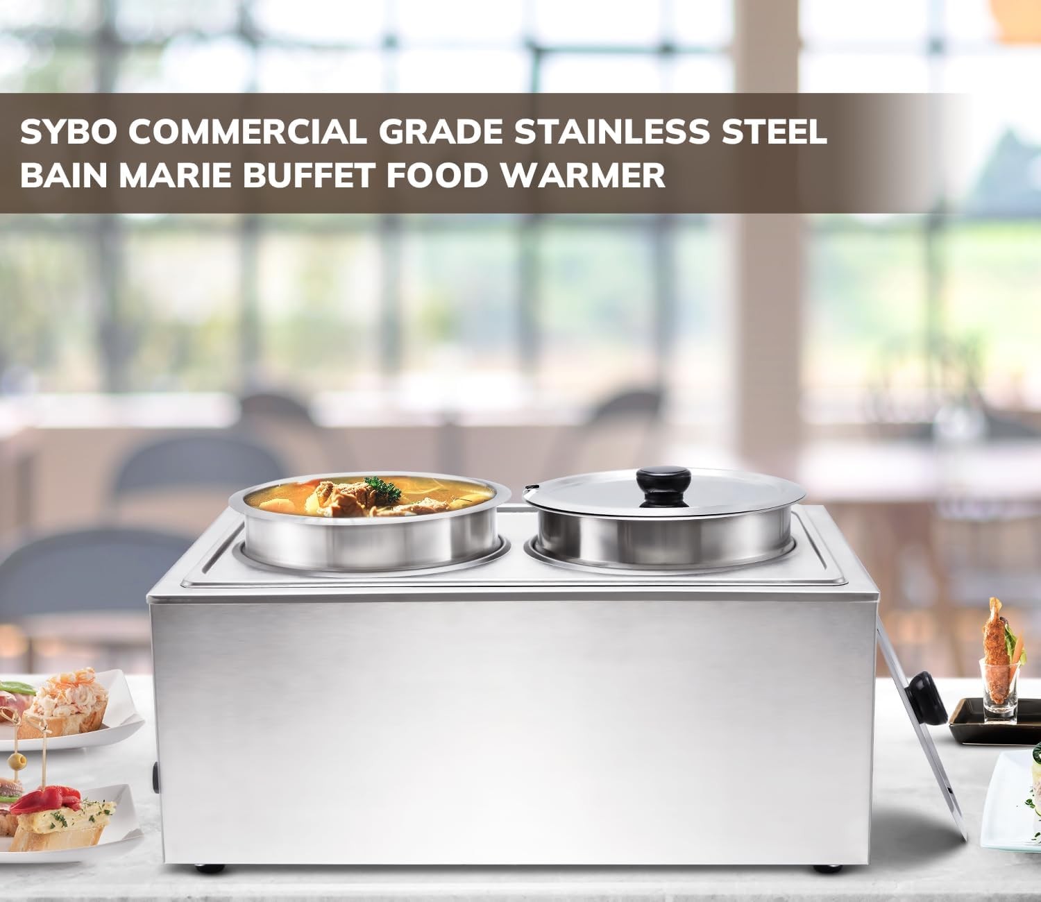 Food Warmer Steam Table Easy to Clean Commercial Grade Stainless Steel Bain M…