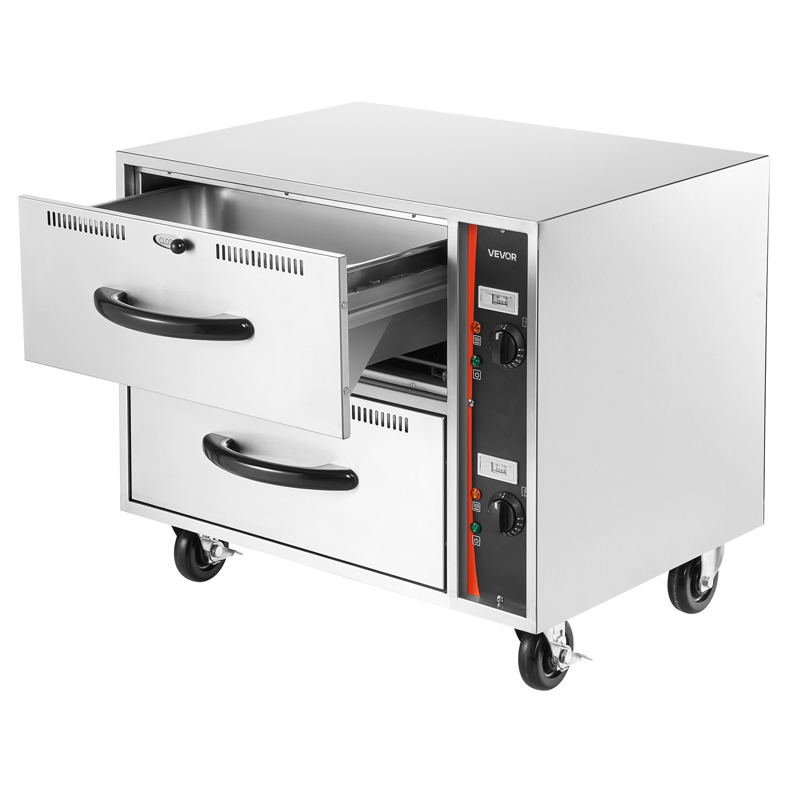 VEVOR Commercial Electric Drawer Warmer Two Drawers Stainless Steel Standard