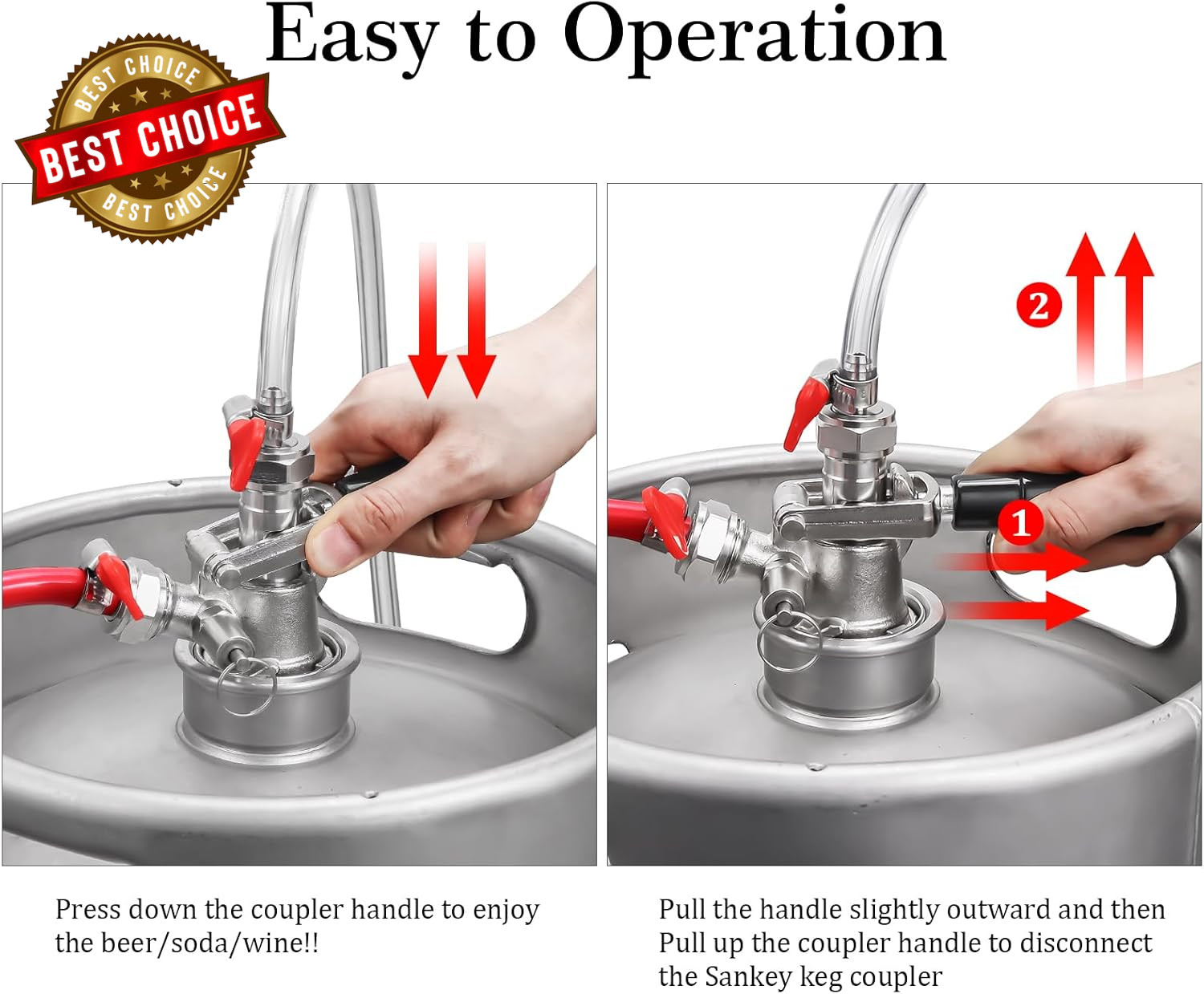 Keg Coupler 304 Stainless Steel Probe Sankey Keg Coupler D System Keg Tap for Ke