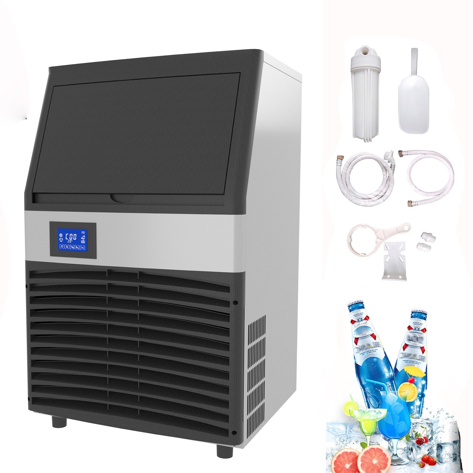 Kolice Commercial Cube Ice Machine Ice Cube Maker-90 LBS/Day,Auto Cleaning