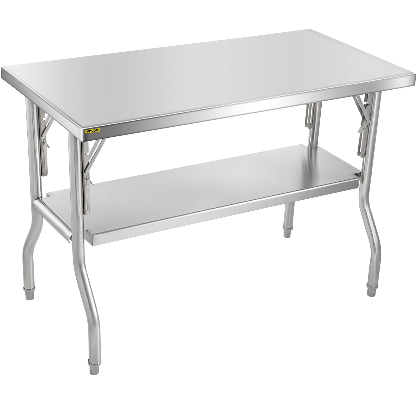 VEVOR Commercial Stainless Steel Folding Work Prep Tables Open Kitchen 48×24 In