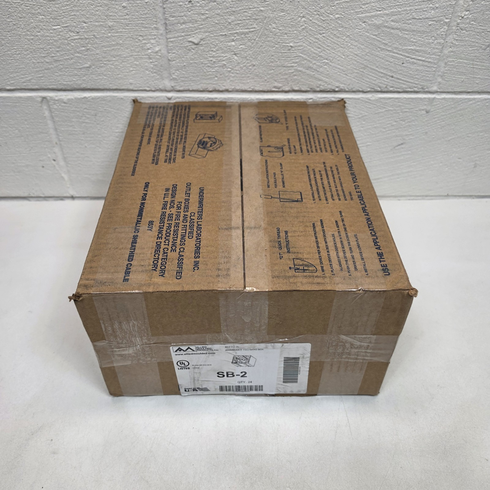 24pcs Allied Moulded SB-2 2 Gang Adjustable Electrical Box New/Old Work