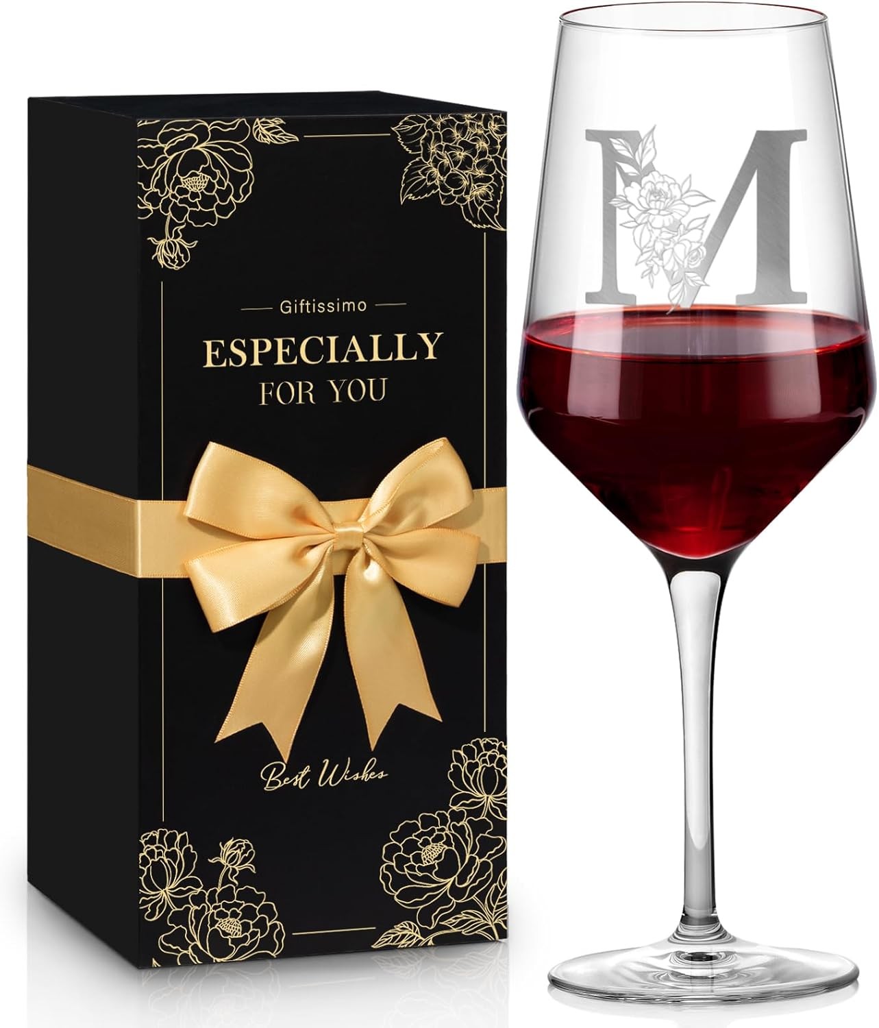 Personalized Wine Glass Gifts for Women Men, Monogrammed A-Z Wine Glasses