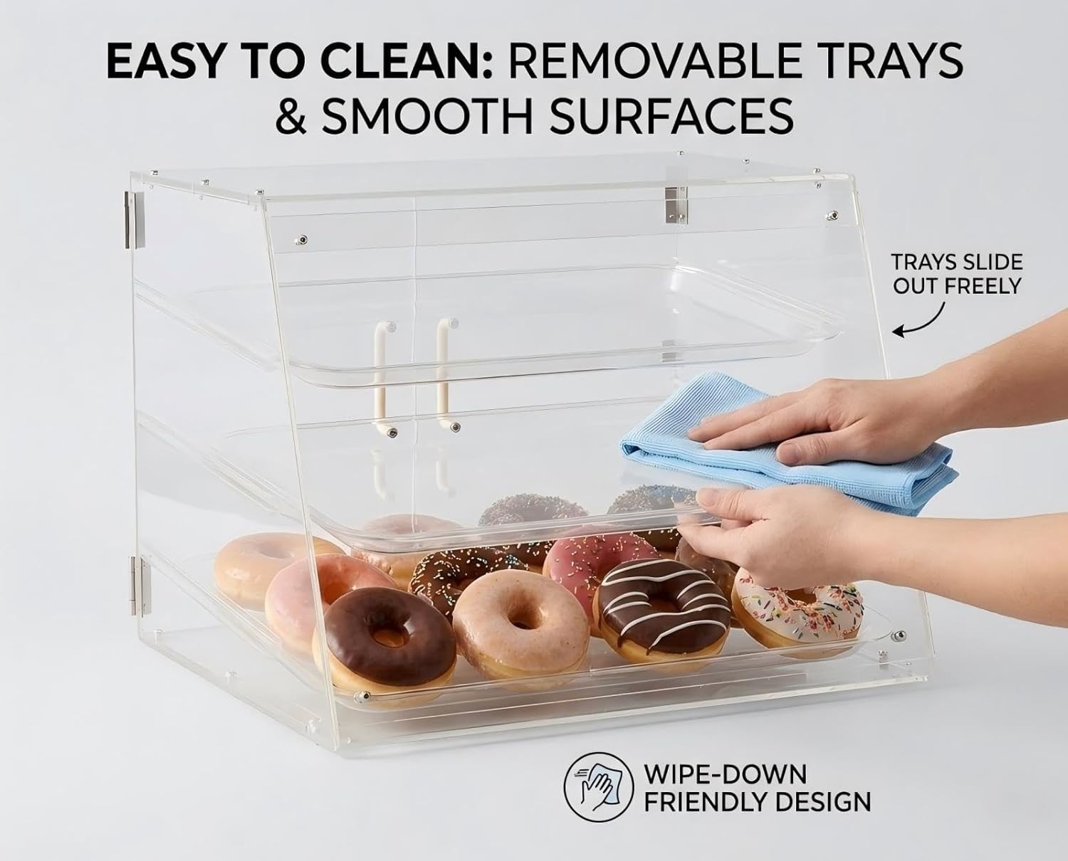 3-Tier Commercial Bakery Display Case | Countertop Pastry Showcase with Remov…