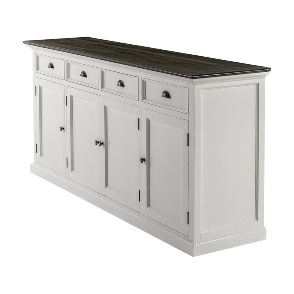 Beaumont Lane Mahogany Wood Buffet with 4 Doors 3 Drawers in White and Black