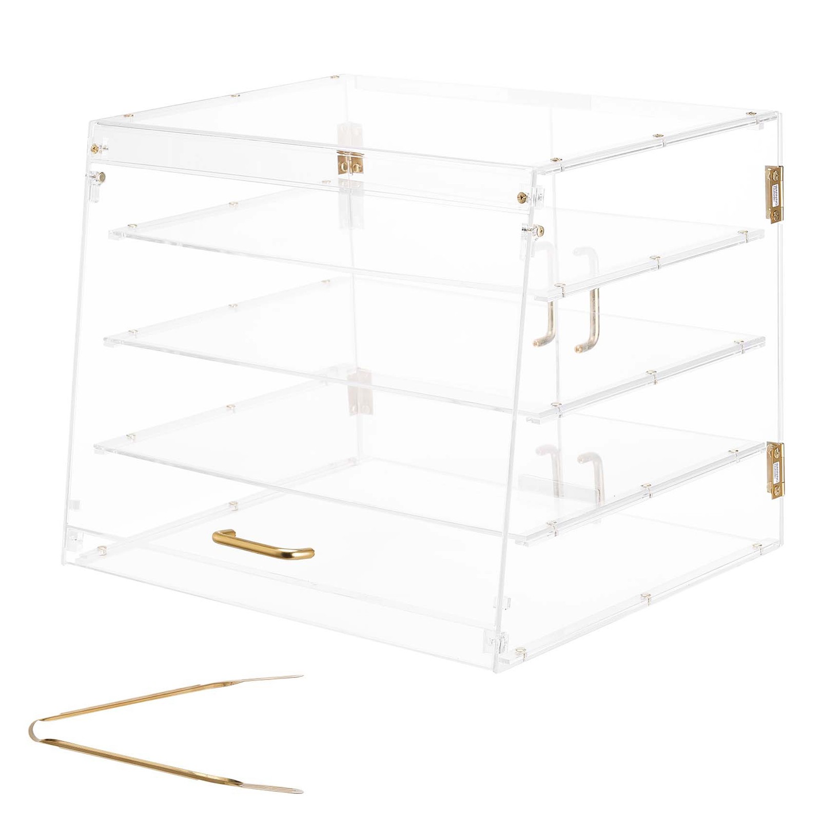 Uimoso Acrylic Countertop Pastry Display Case with 4 Tiers and Dual Access Doors