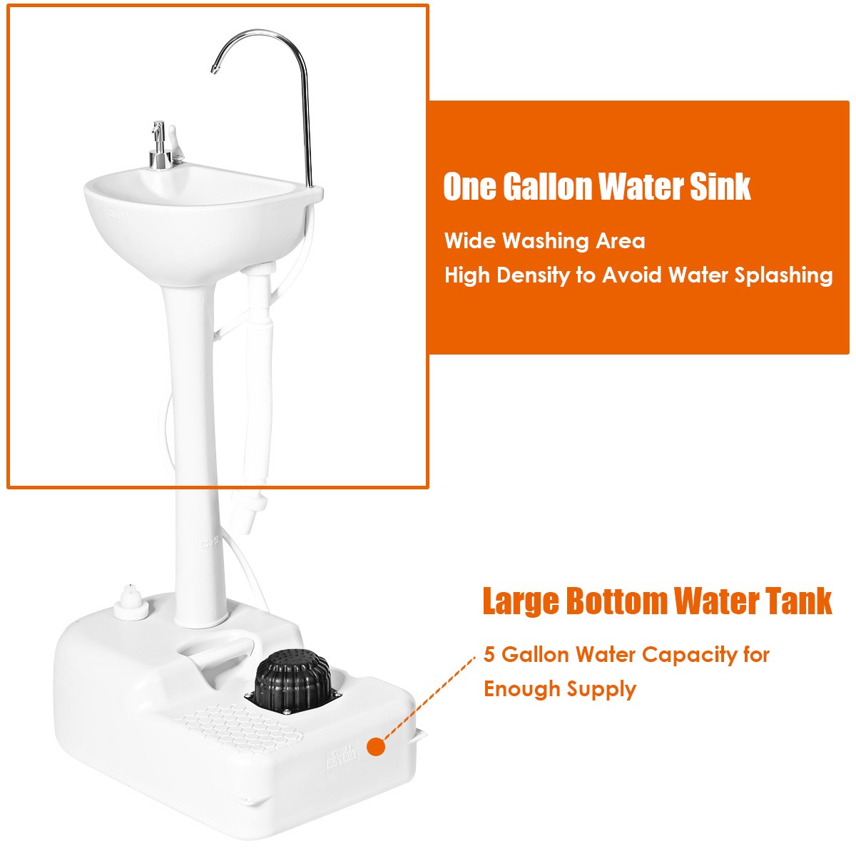 5 Gallon Portable Wash Sink Camping Garden Washing Station Hand Wash Basin Stand