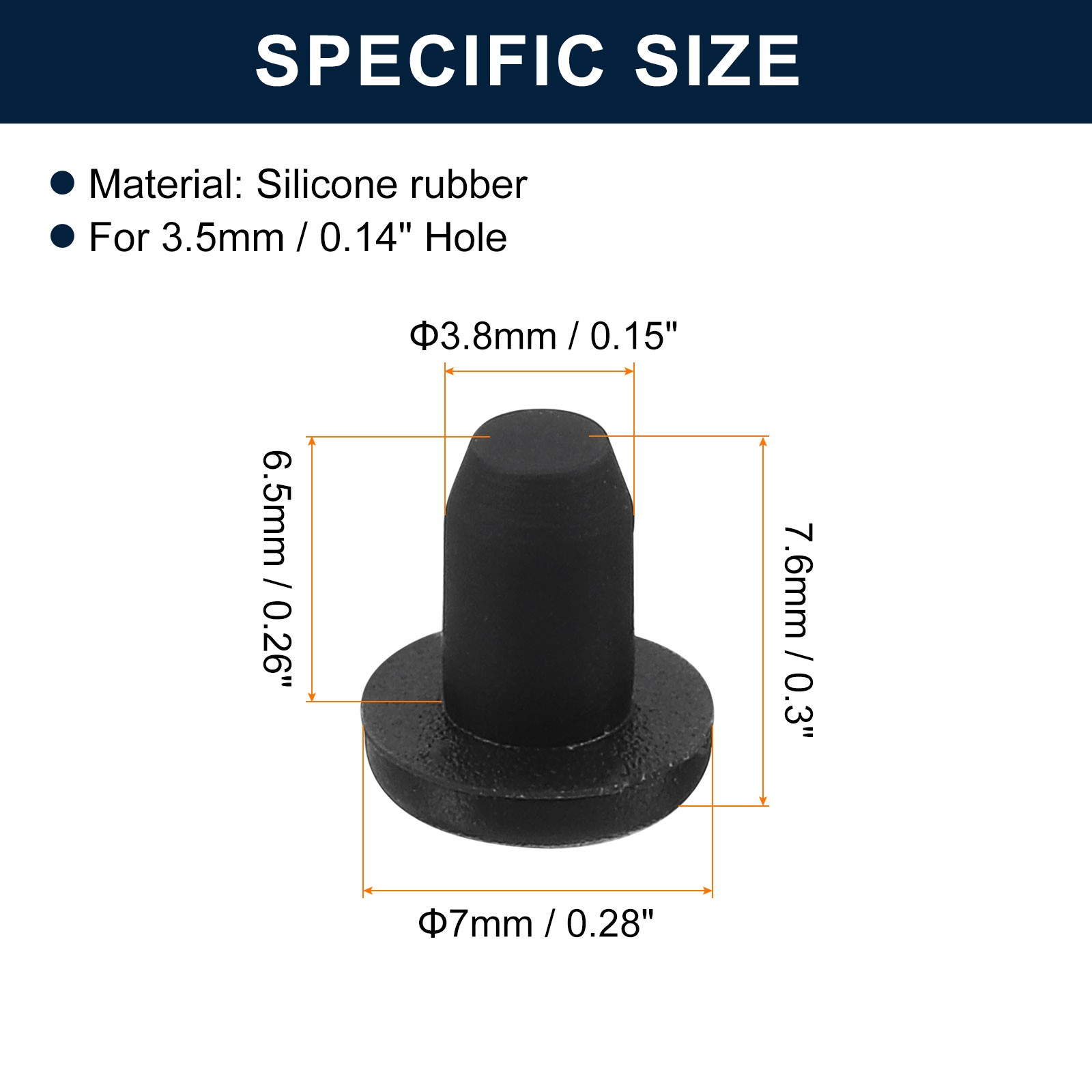 32pcs Black Rubber Stopper 3.8mm Plug Holes for 3.5mm/0.14″ Hole