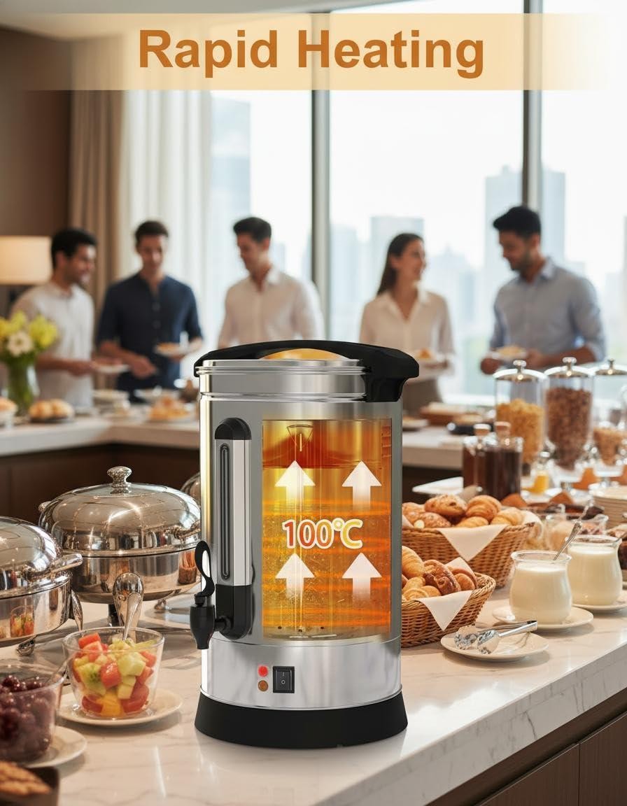 TROPOW 100 Cups Coffee Urn – 14L Commercial Coffee Maker with Hot Beverage Dispe