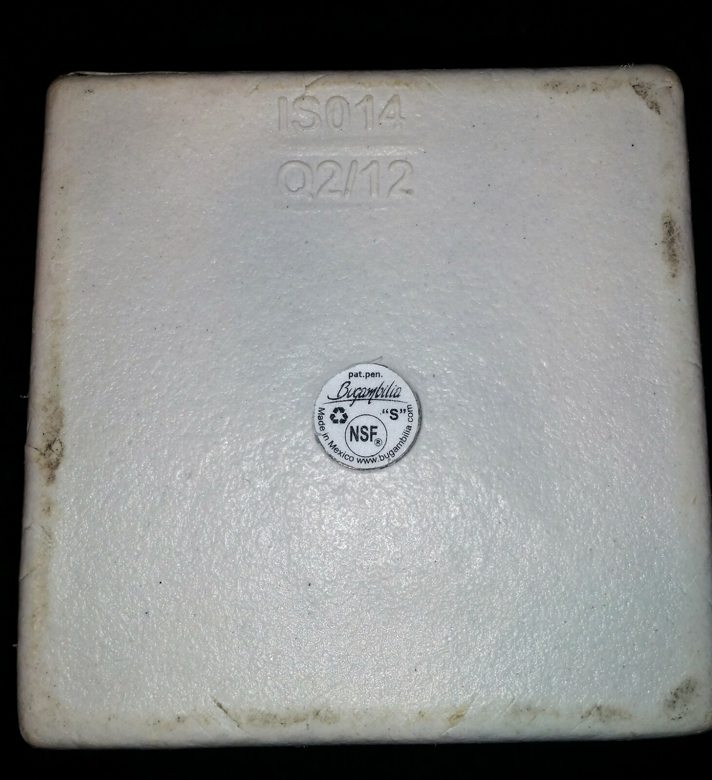 LOT OF 2 BUGAMBILIA ISO14 2.1 QT WHITE RESIN COATED ALUMINUM SQUARE SALAD BOWLS