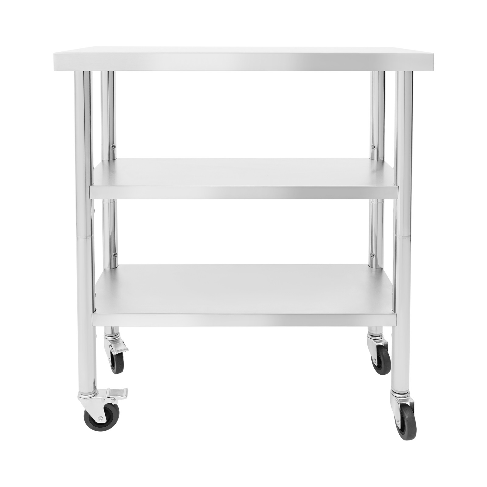 30*14*35in Utility Table, 3 Tiers Work Table, Metal Work Bench With 4* Casters