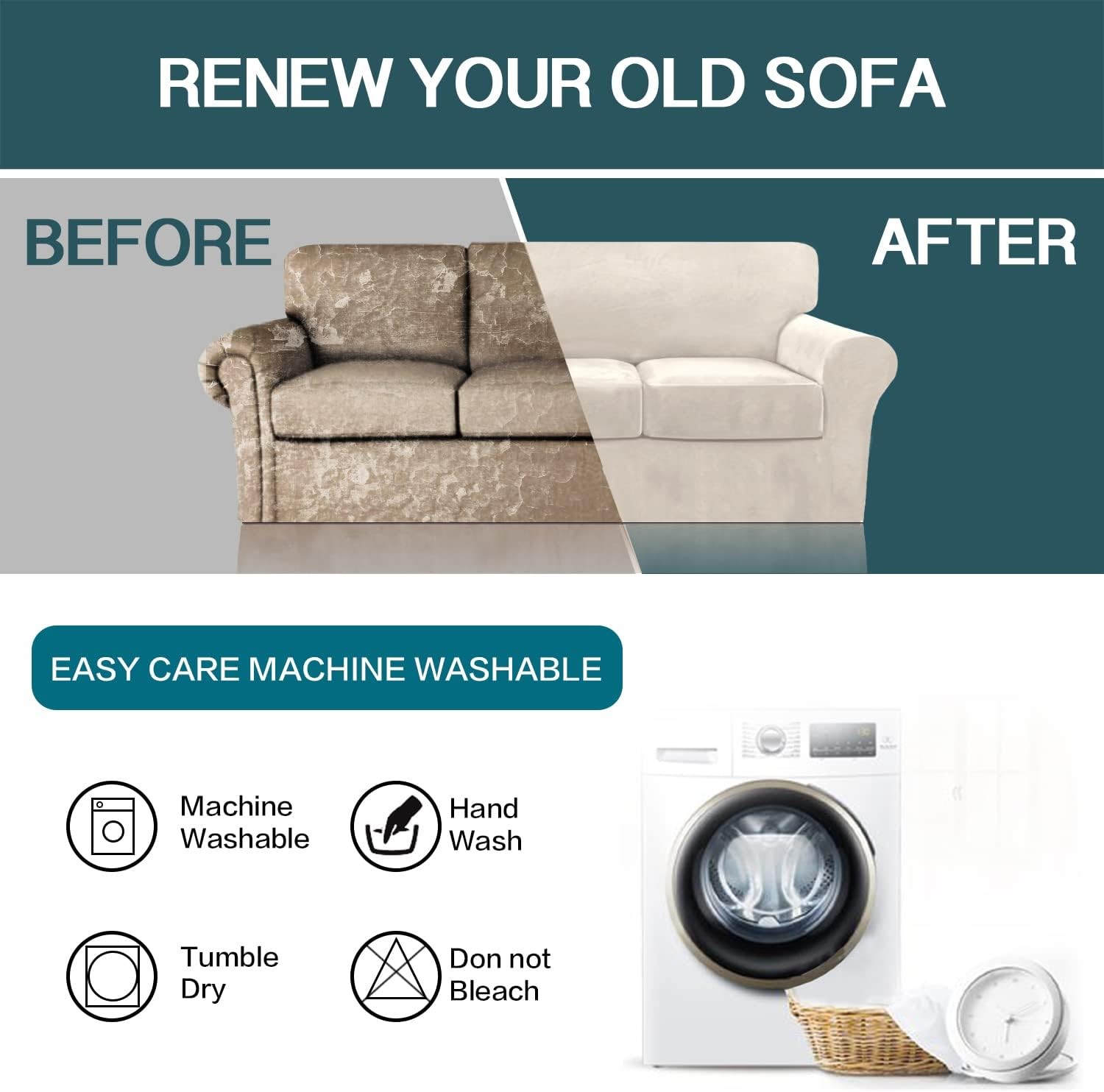 2 Piece Chair Sofa Covers 85% Polyester, 15% Spandex for Living Room Slipcovers