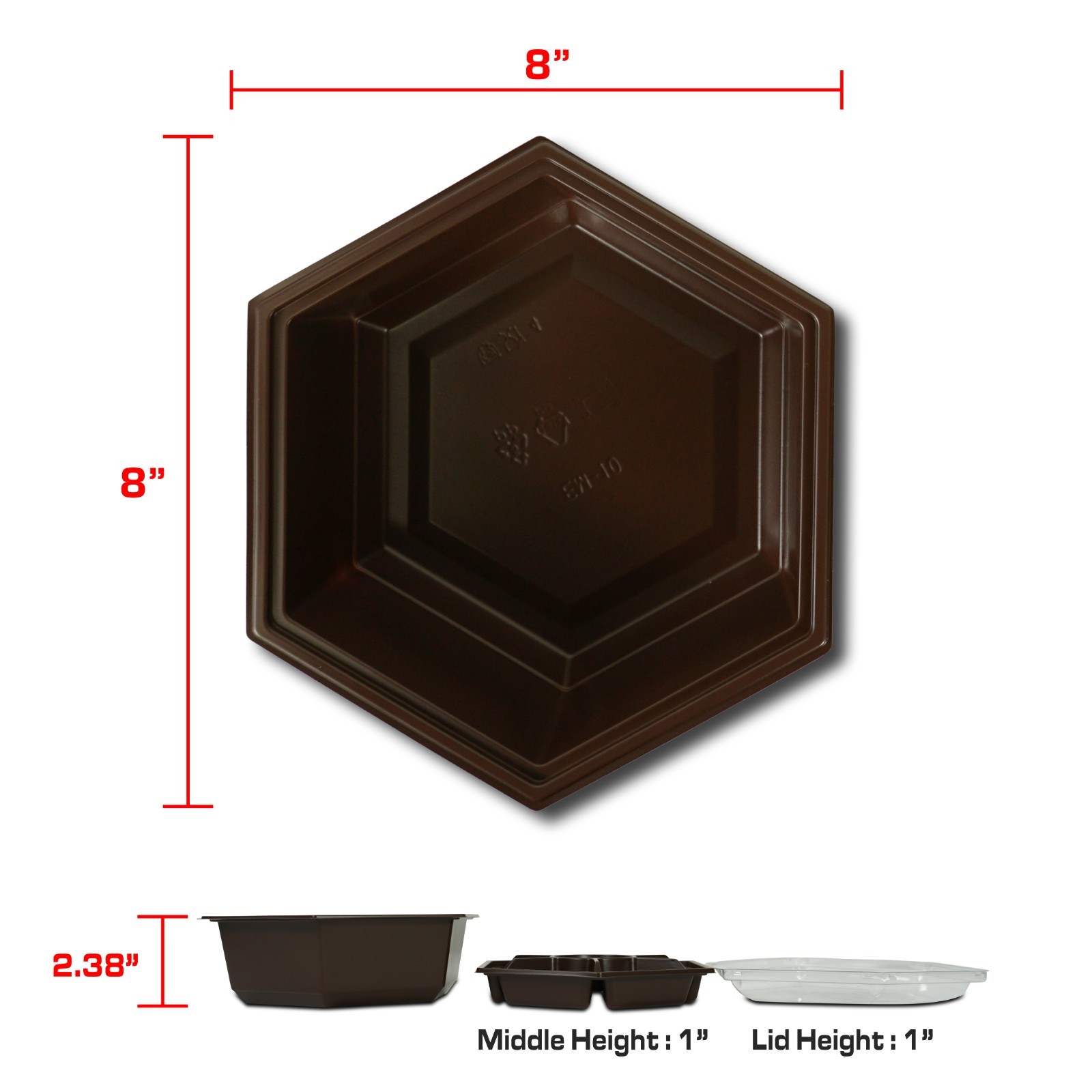 Korean Hexagon Bowl Set w/Lid 8″x8″ PP Bento To Go Box 50/100/400