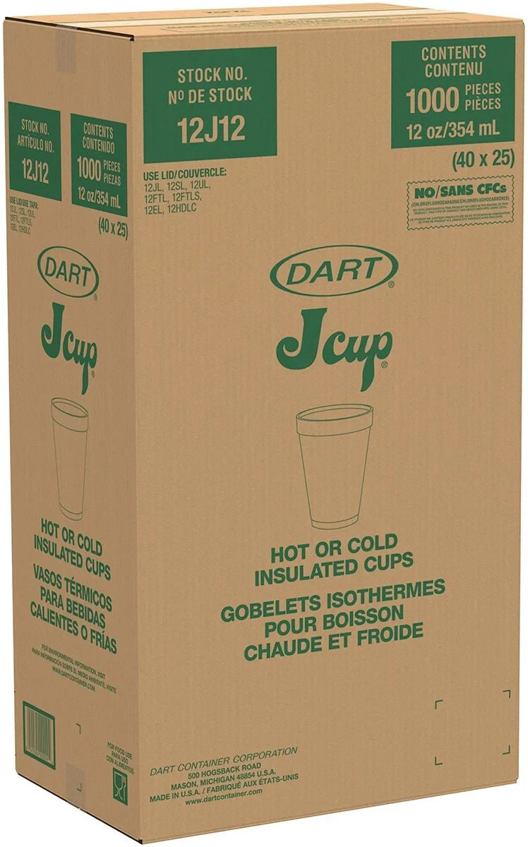 Dart 12J12 Foam Cup 12 oz Insulated White Disposable Drink Cup 1,000/Case New