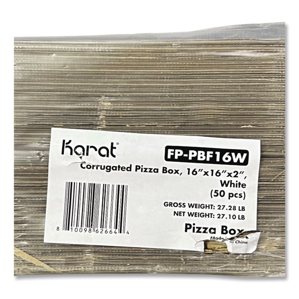 Karat FPPBF16W 16 in. x 16 in. x 1.97 in. Corrugated Boxes – WT/BN (50/BD) New