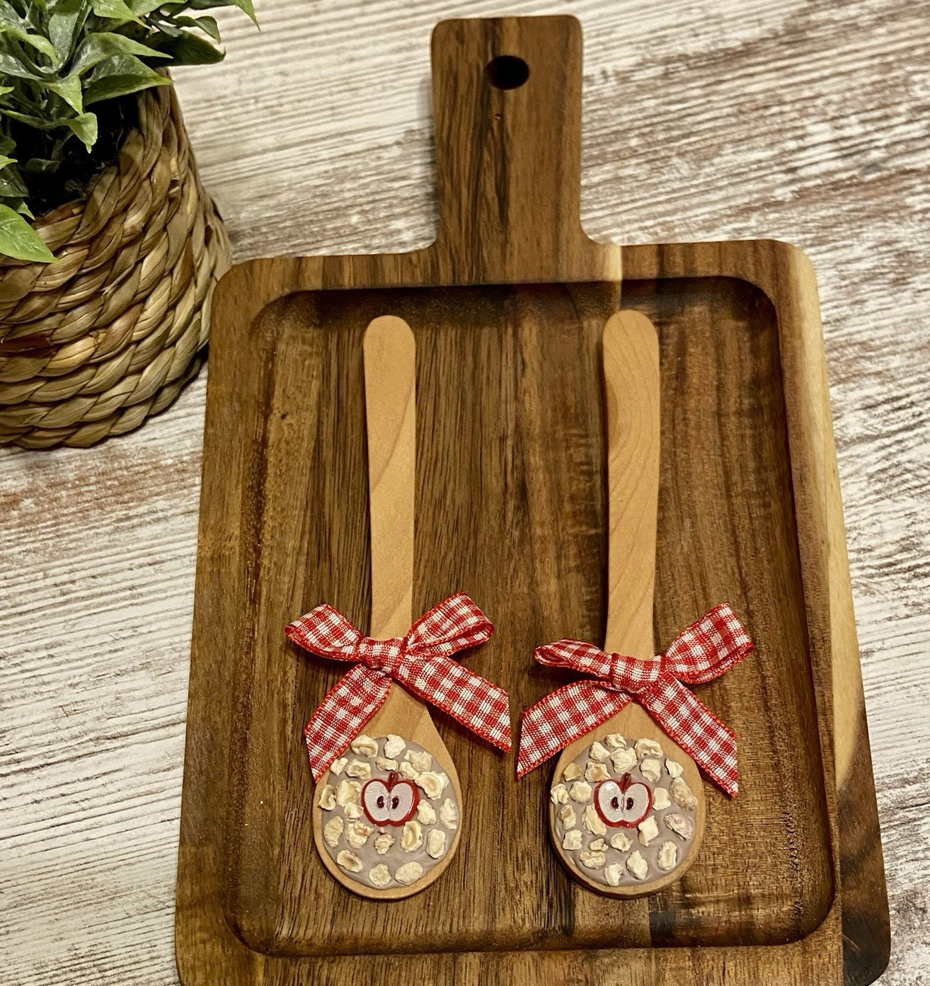 Caramel Apple Wooden Spoons Tiered Tray Decor Farmhouse Decor COFFEE BAR 2 PC