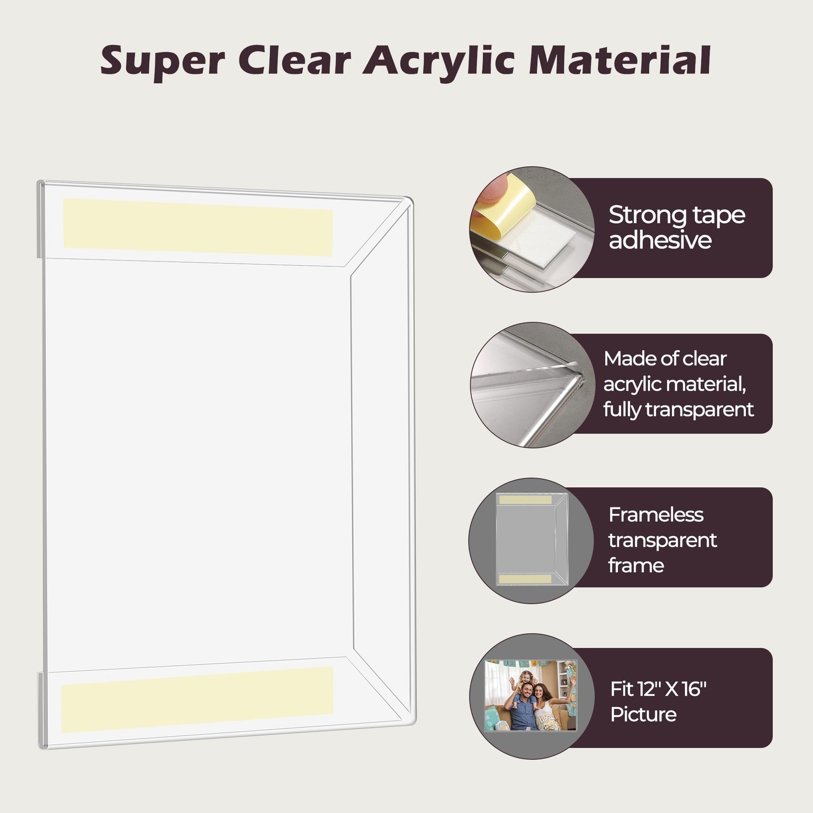 12 x 16 Acrylic Picture Frame, Horizontal/Vertical Clear Photo Frame for Wall…