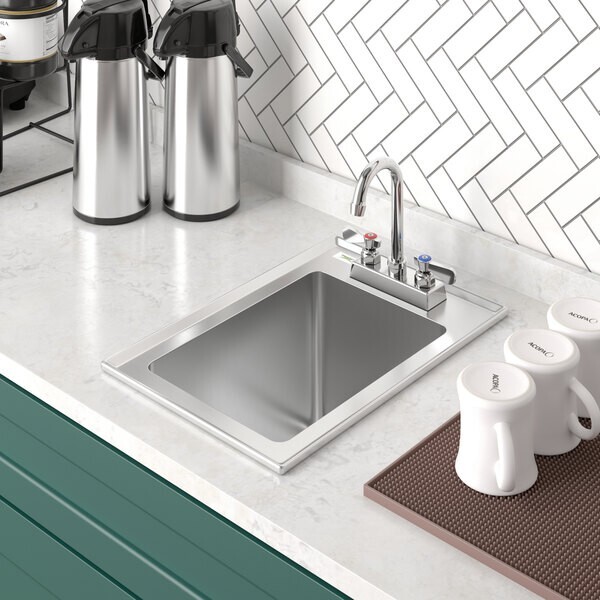 19″W x 13″L 16 Gauge Stainless Steel One Compartment Drop-In Sink
