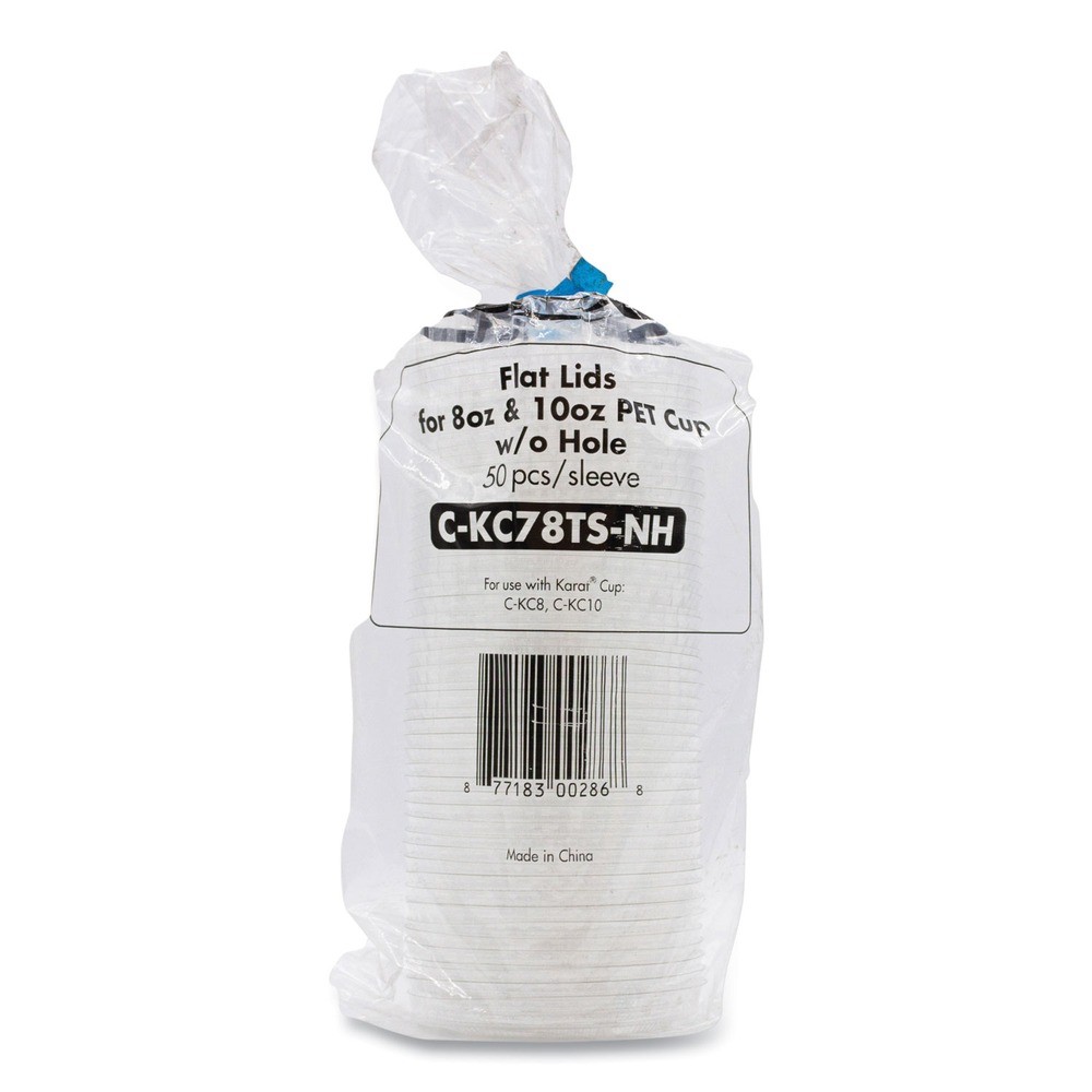 Karat CKC78TSNH 8 oz. to 10 oz. No Hole Flat PET Lids – Clear (1000/Carton) New