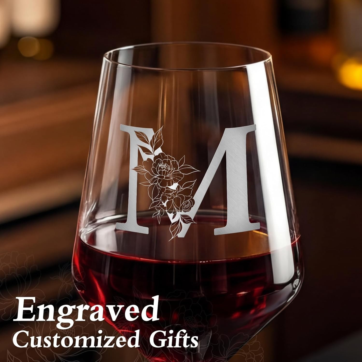 Personalized Wine Glass Gifts for Women Men, Monogrammed A-Z Wine Glasses
