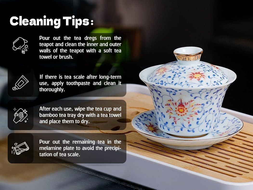 Japanese Tea Set Traditional with 6 Cups, Chinese Gongfu Tea Set for Adults,